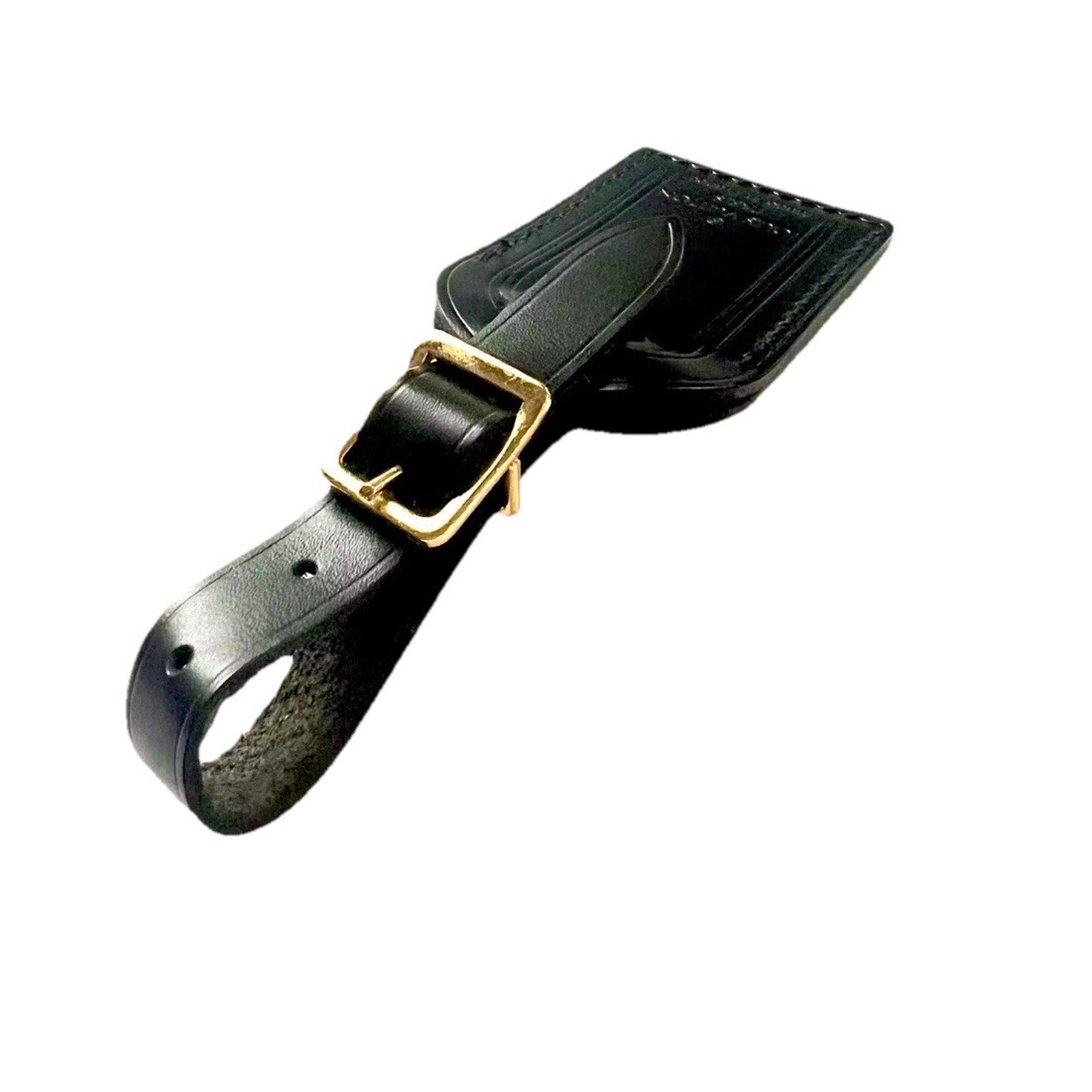 Louis Vuitton Black Name Tag Goldtone Buckle Small Leather