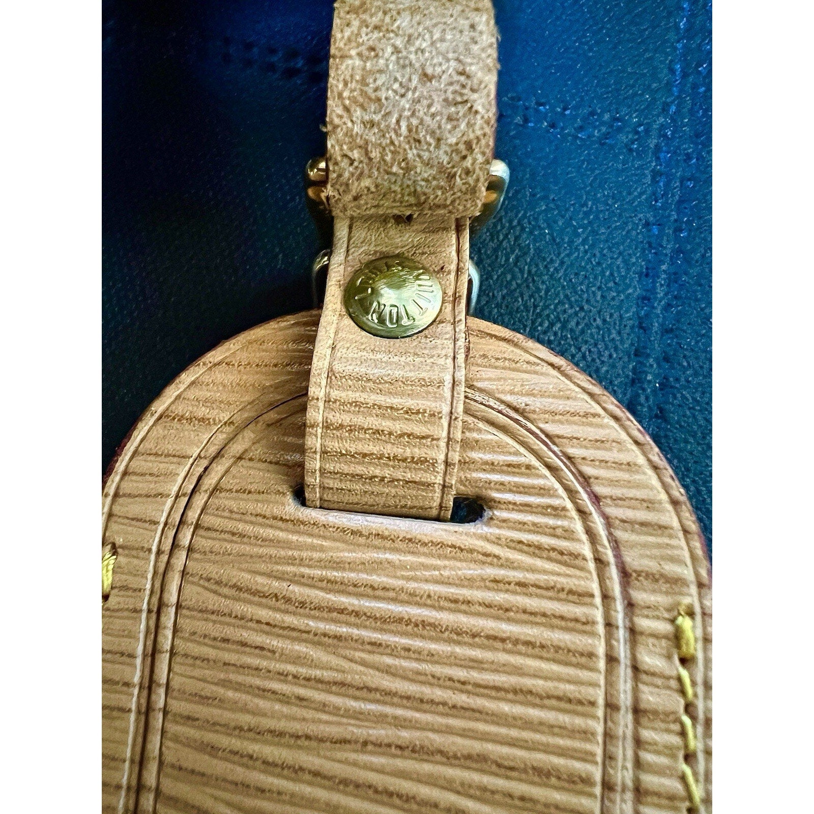 Louis Vuitton Epi Beige Tan Name Tag w/ Poignet Strap 1 Set