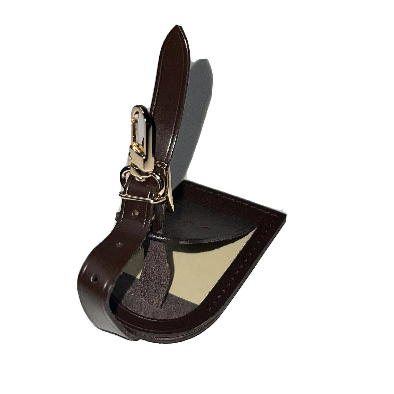 Louis Vuitton Name Tag w/ JUN ID Initials Damier Ebene Leather Goldtone