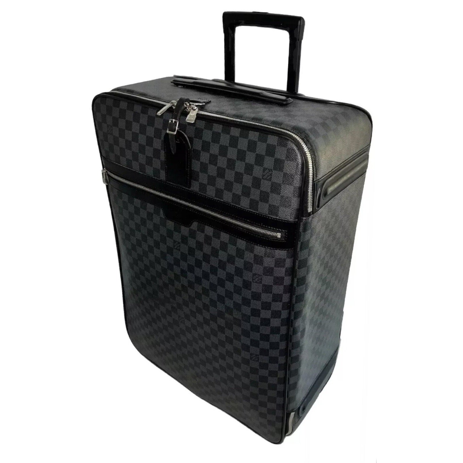 Louis Vuitton Pegase 65 Graphite Suitcase w/ Silvertone Garment Bag Pristine
