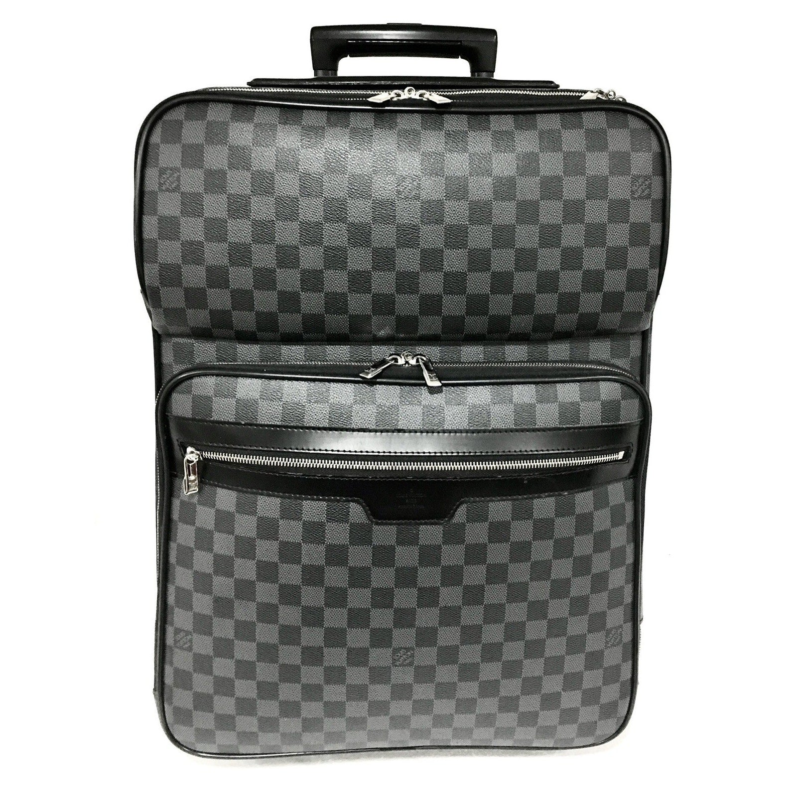 Louis Vuitton Pegase 55 Suitcase Graphite Bag Silver tone w/ Garment Bag