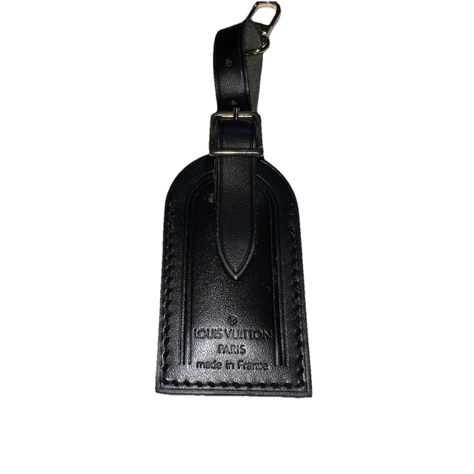 Louis Vuitton Leather Name Tag w/ S Initials Black Small Goldtone LN