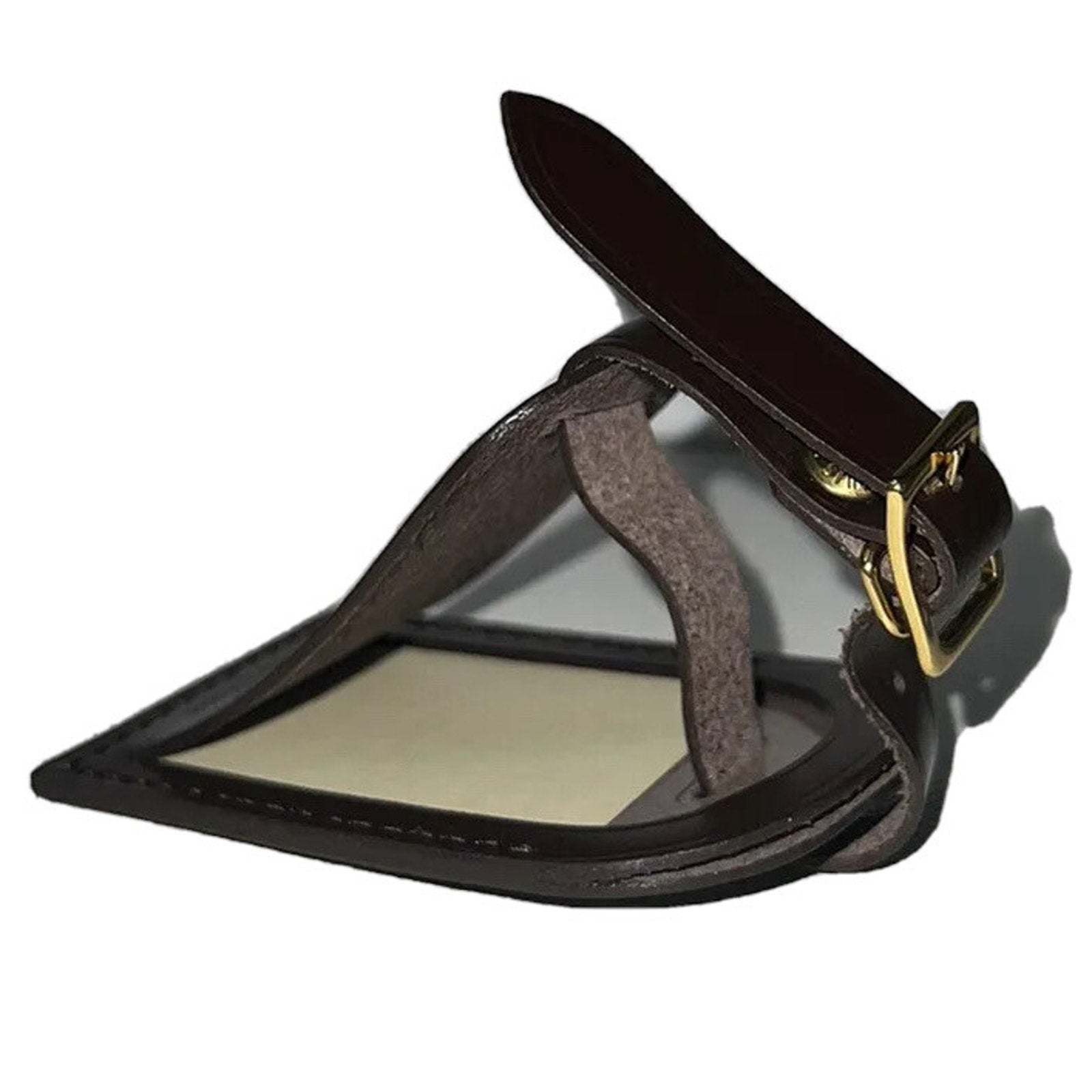 Louis Vuitton Name Tag w/ NM Stamped Dark Brown Leather Goldtone Large