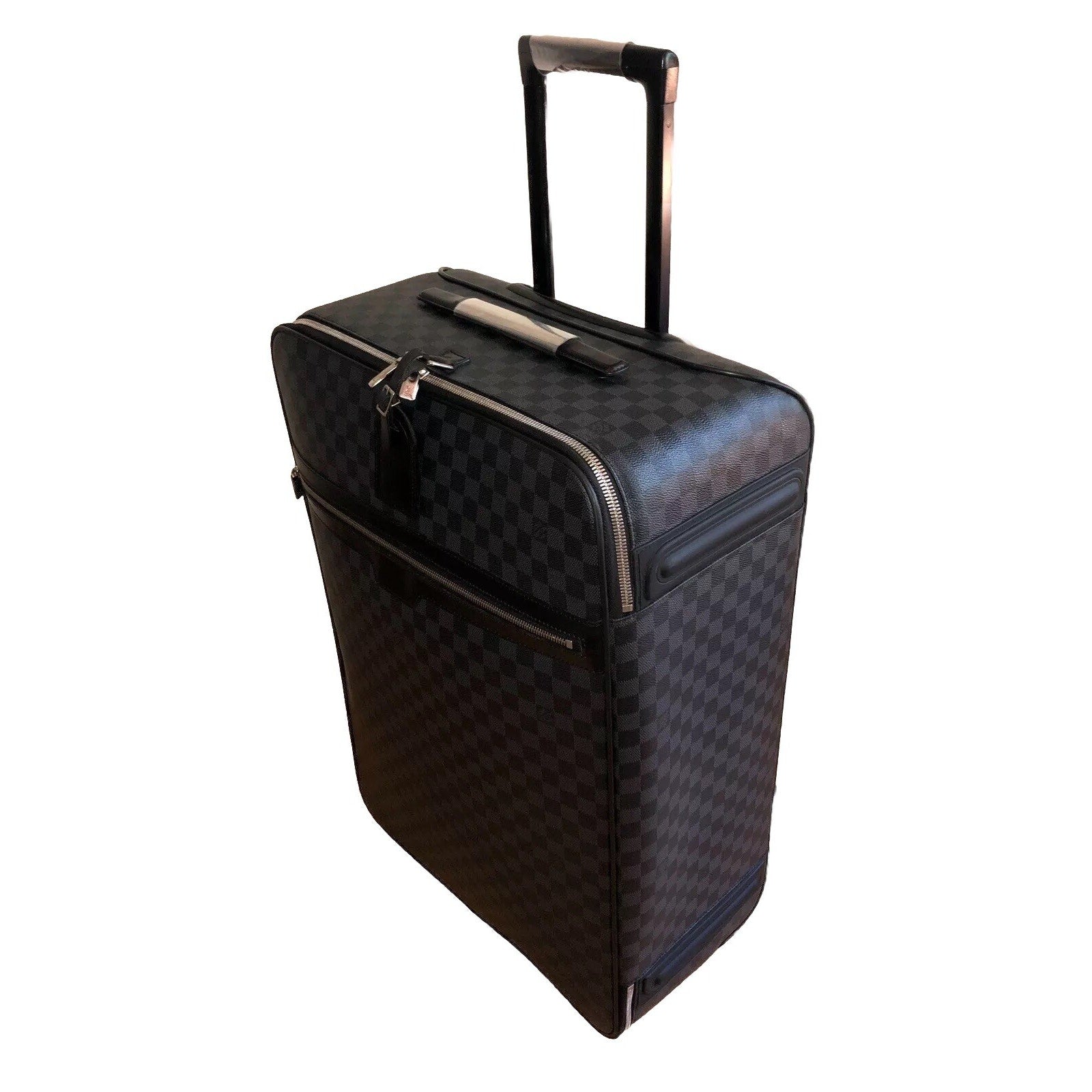 Louis Vuitton Pegase 65 Graphite Suitcase w/ Silvertone Garment Bag Pristine