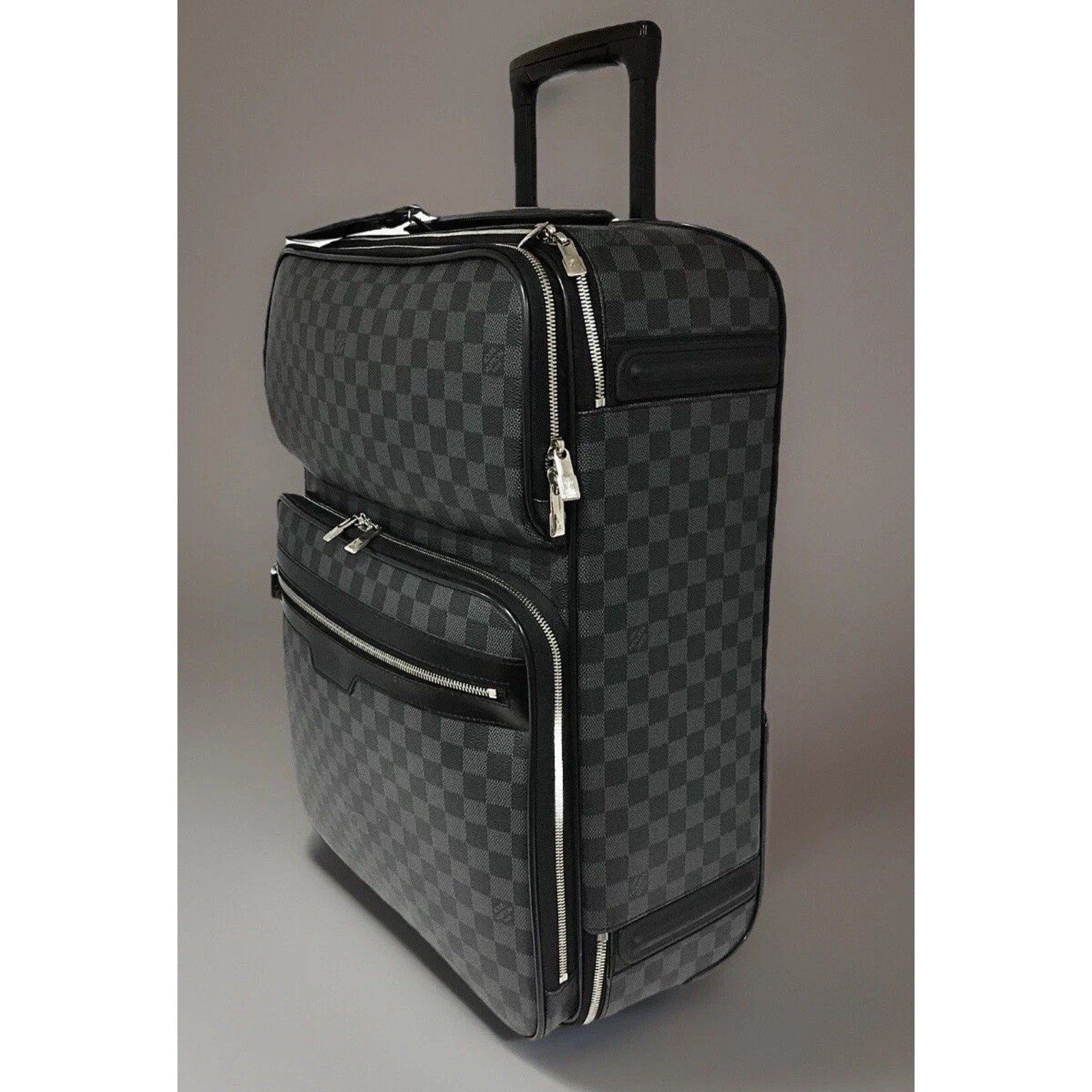 Louis Vuitton Business Pegase 21” Suitcase Bag Silvertone w/ Garment Bag