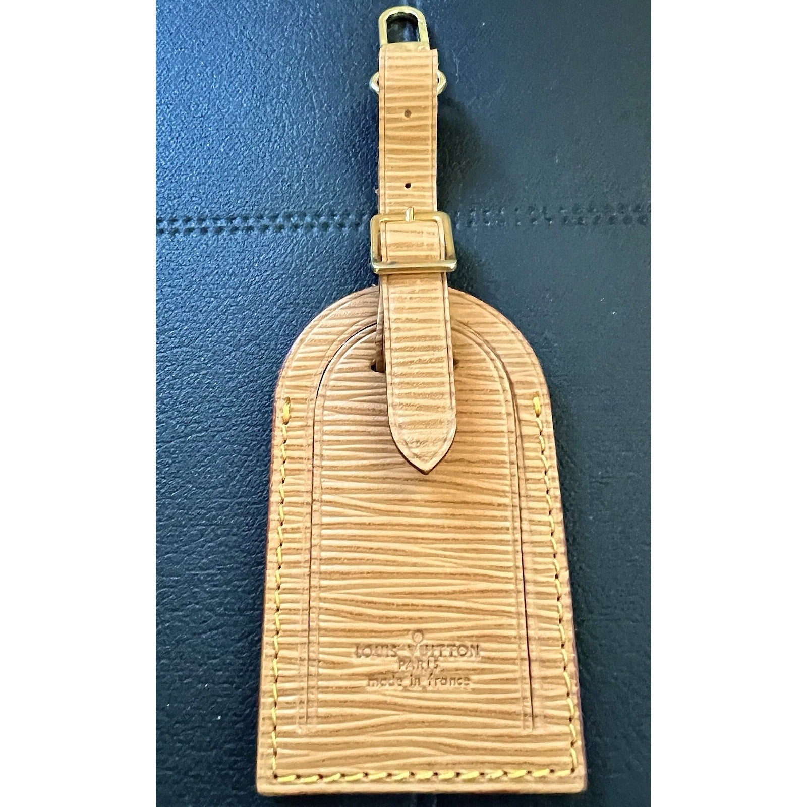 Louis Vuitton Epi Beige Tan Name Tag w/ Poignet Strap 1 Set