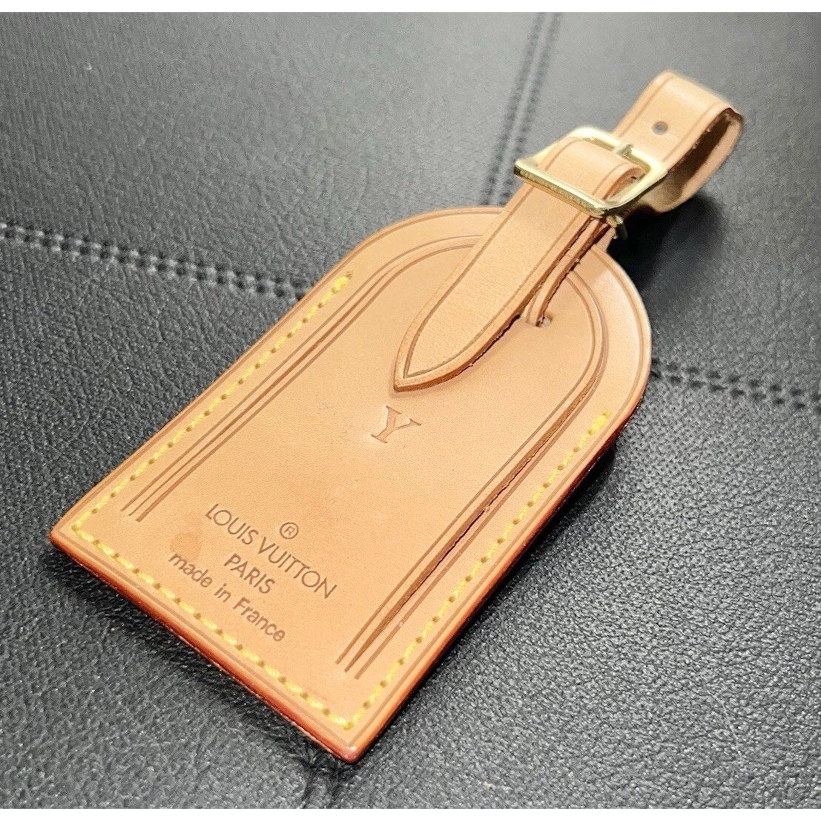 Louis Vuitton Y Initial Name Tag Goldtone - Natural Vachetta