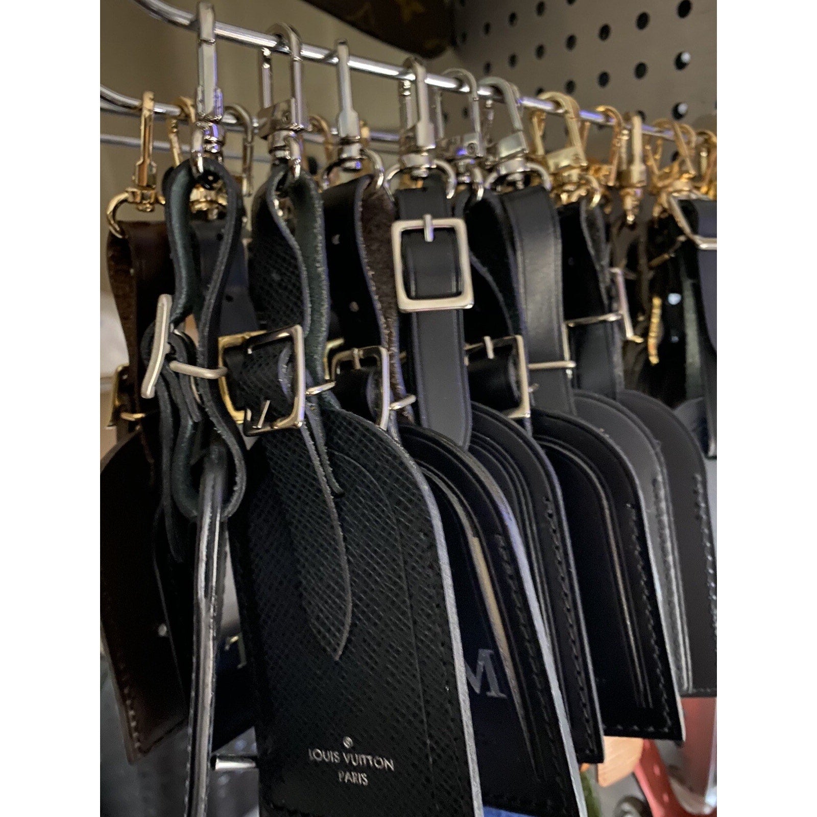 Louis Vuitton Paris Name Tag w/ MO Initials Damier Ebene Goldtone