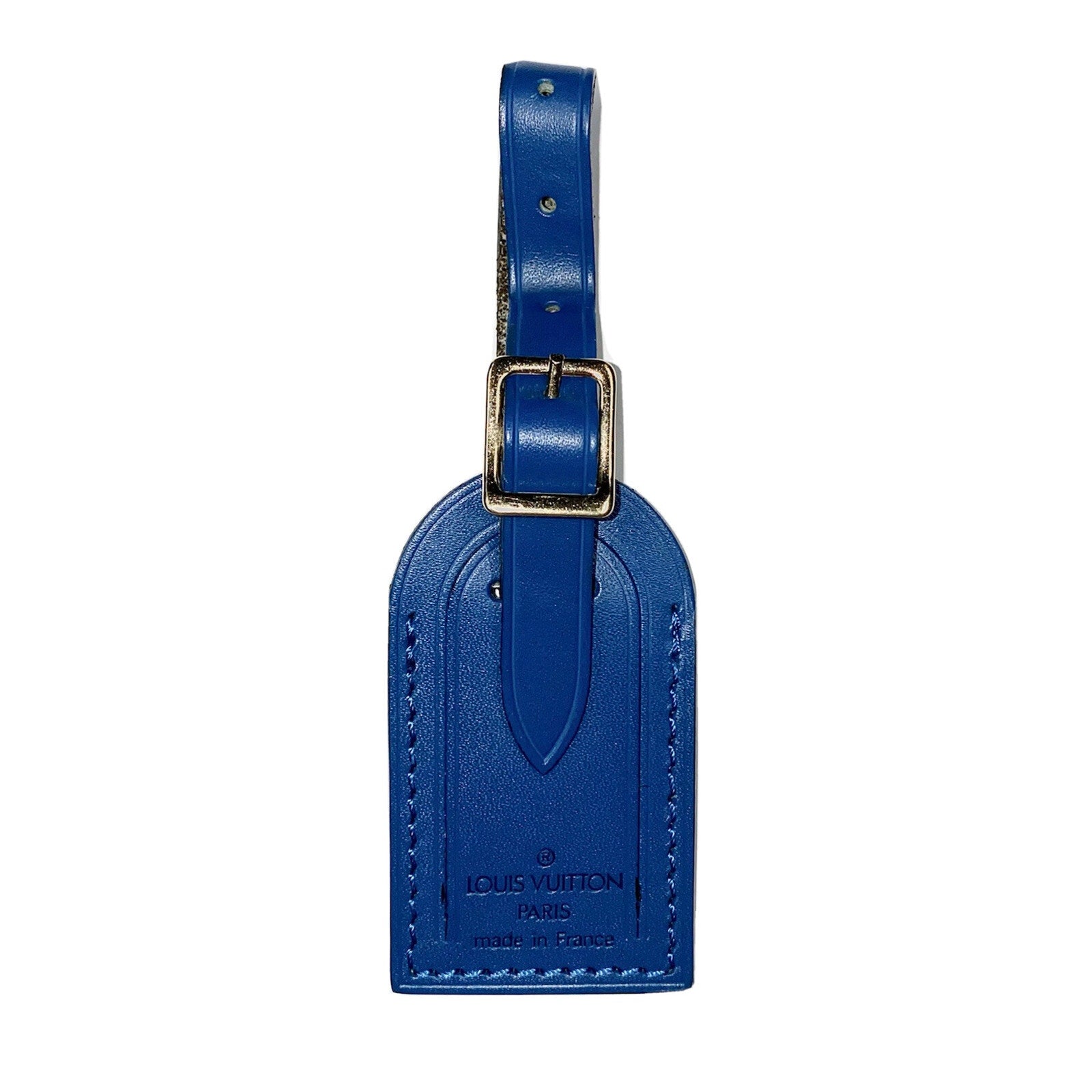 Louis Vuitton Paris Blue Name Tag Small Toledo Leather Goldtone - France