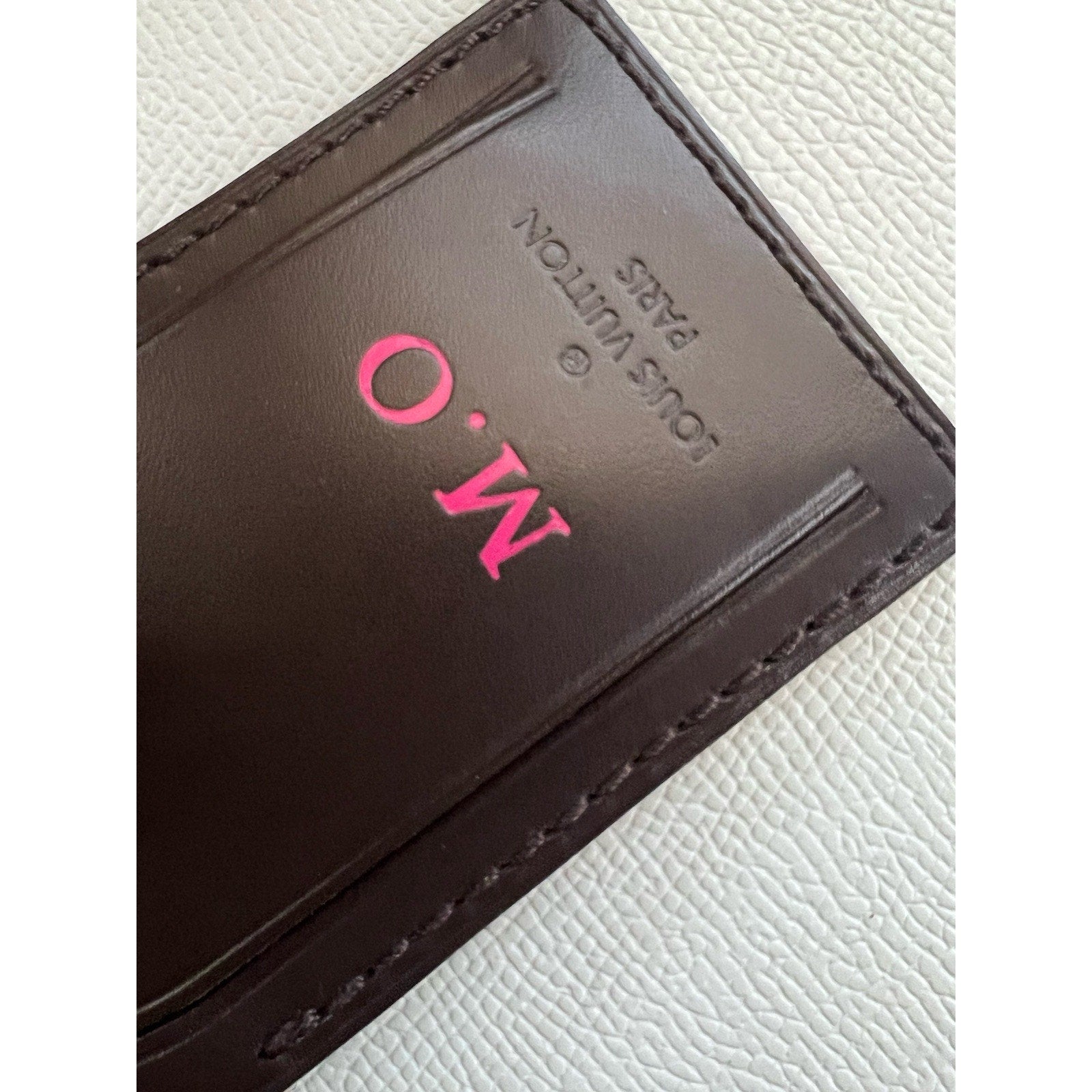 Louis Vuitton Paris Name Tag w/ MO Initials Damier Ebene Goldtone