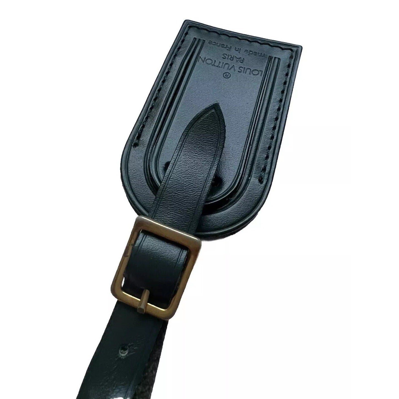 Louis Vuitton Name Tag Winter Green Leather Small Gold tone