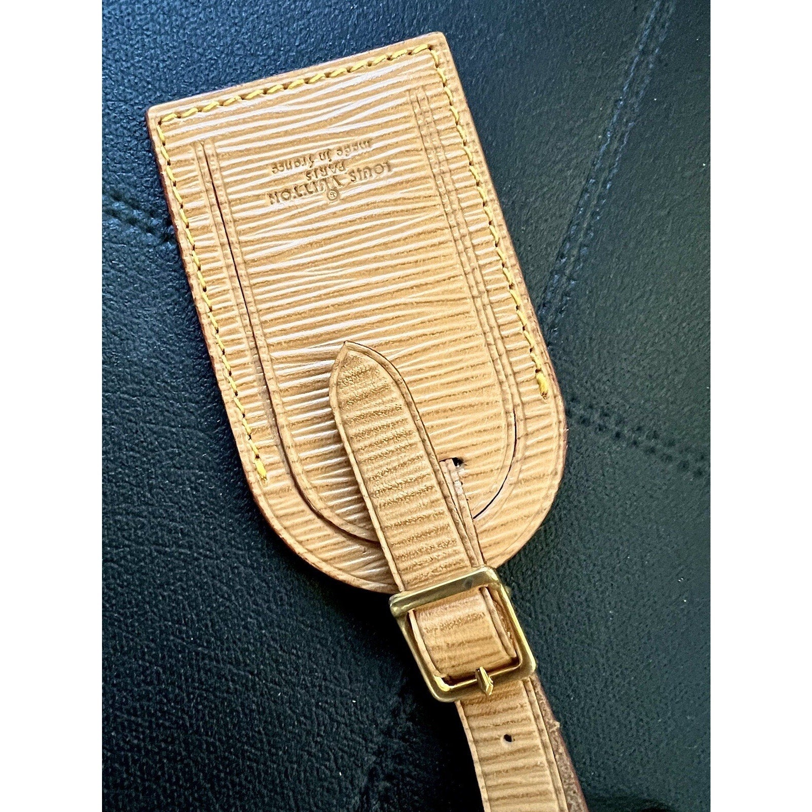 Louis Vuitton Epi Beige Tan Name Tag w/ Poignet Strap 1 Set