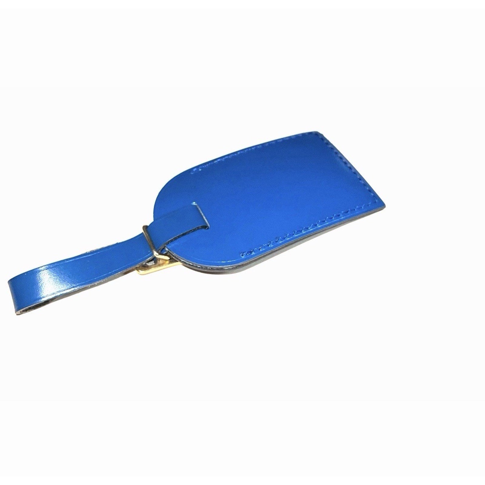 Louis Vuitton Blue Leather Tag Goldtone Buckle Large France Toledo