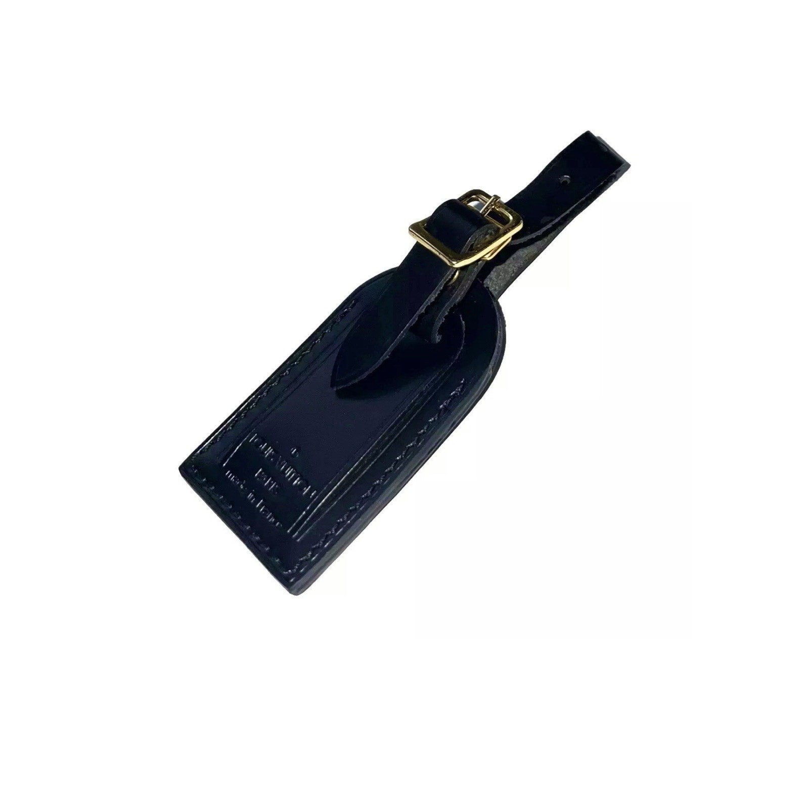 Louis Vuitton Black Name Tag Goldtone Buckle Small Leather