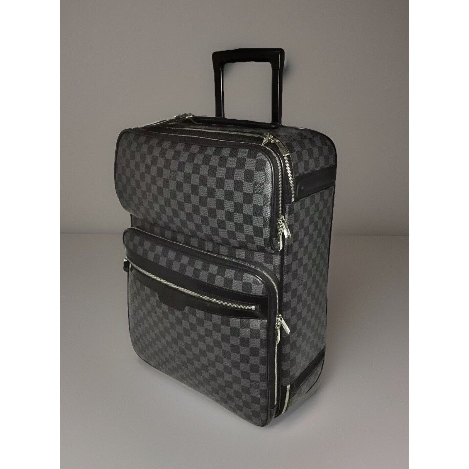 Louis Vuitton Pegase 55 Suitcase Graphite Bag Silver tone w/ Garment Bag