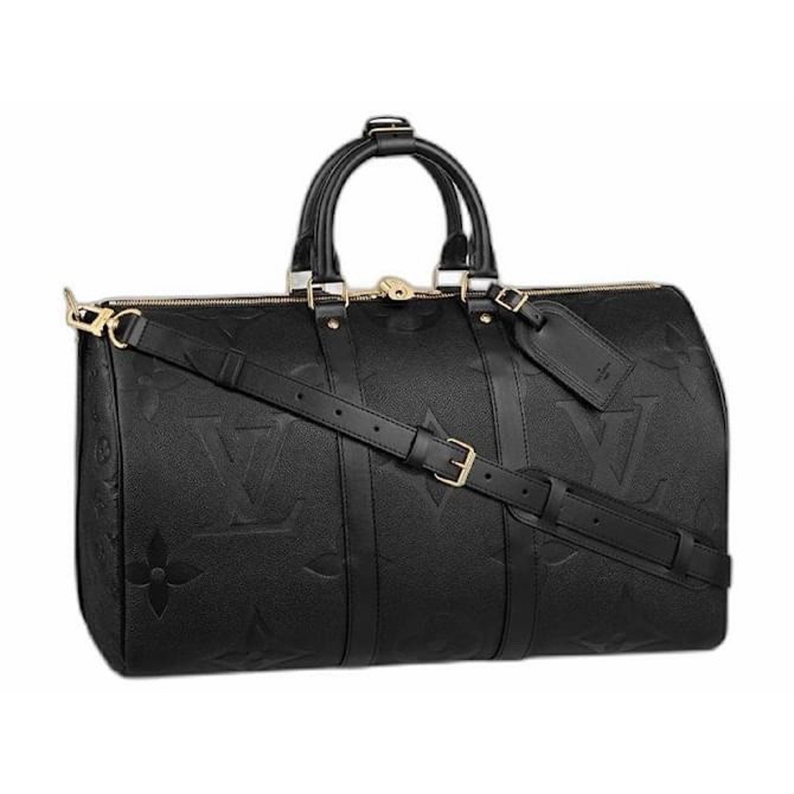 Louis Vuitton ID Name Tag Black Leather Silver tone Hardware Small