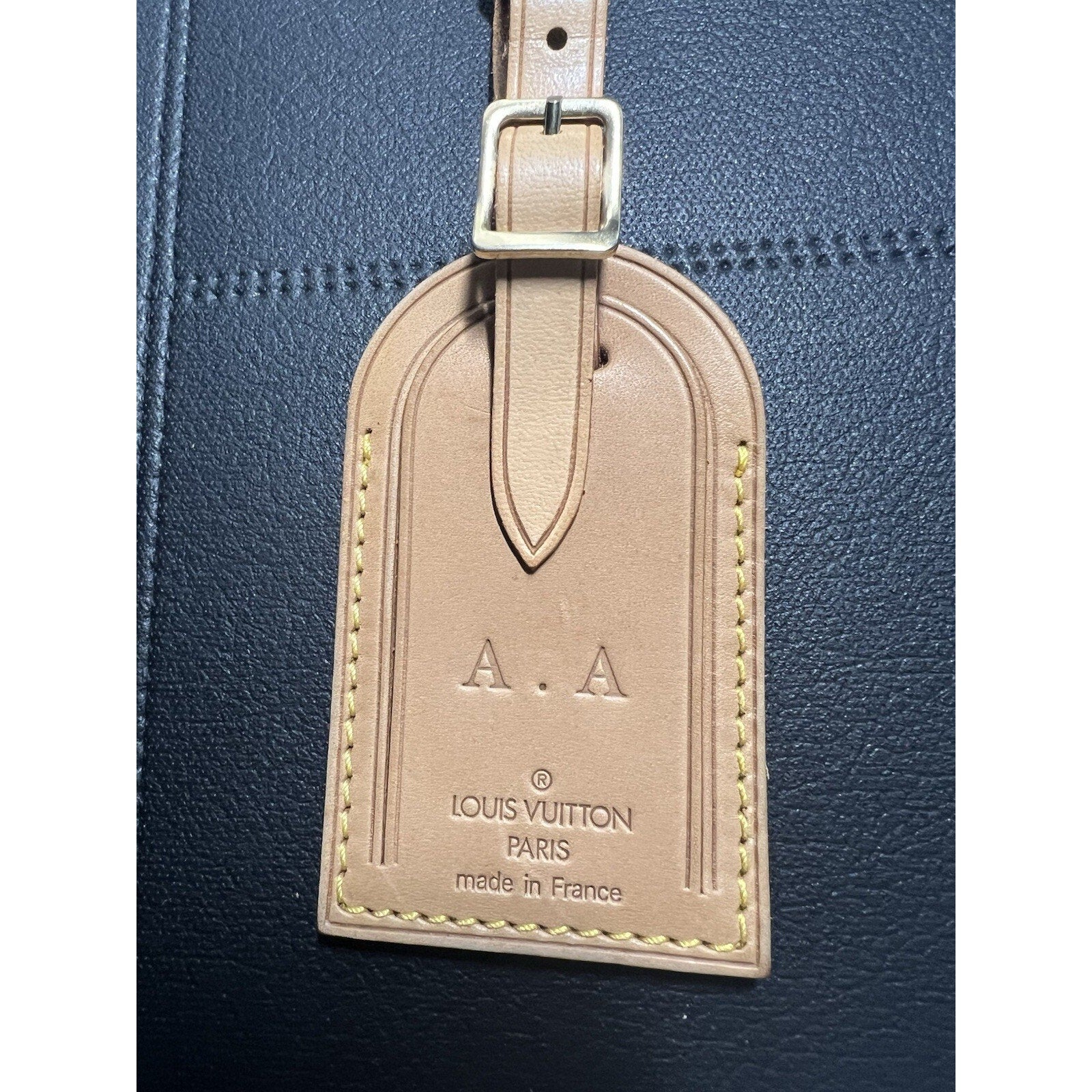 Louis Vuitton Name Tag AA Stamped Initials Goldtone - Natural Vachetta