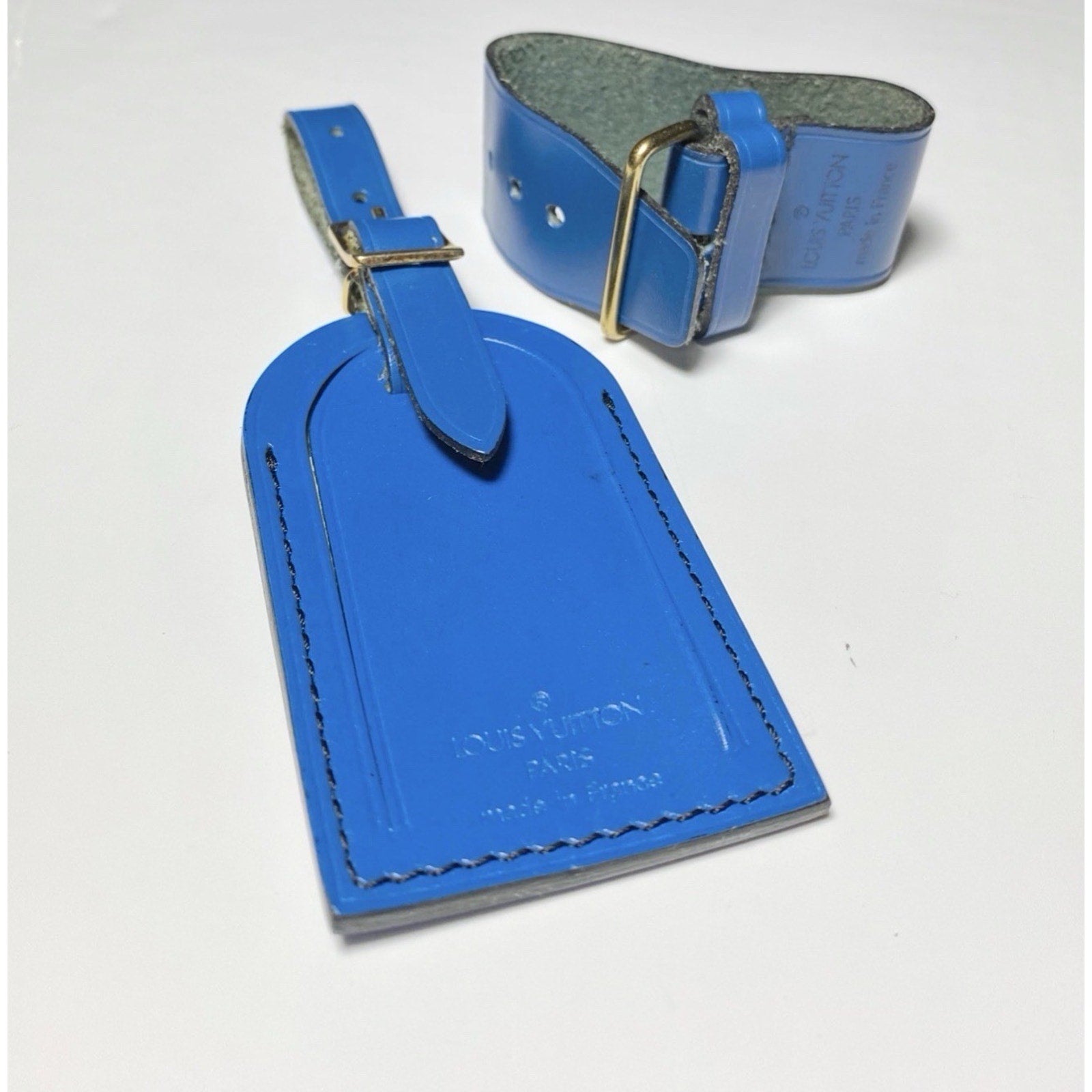 Louis Vuitton Blue Name Tag w/Poignet Strap Large 1 Set - Toledo Blue 🇫🇷