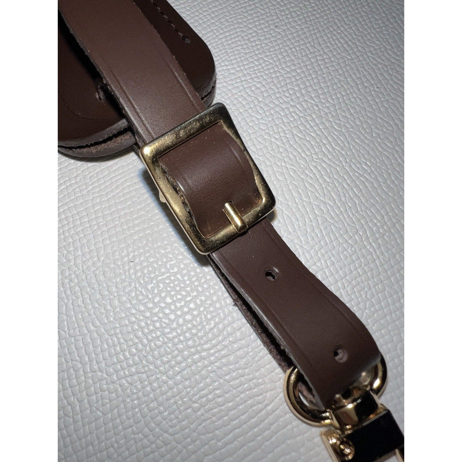 Louis Vuitton Leather Name Tag w/ N Initial Leather Damier Ebene Gold-tone Small