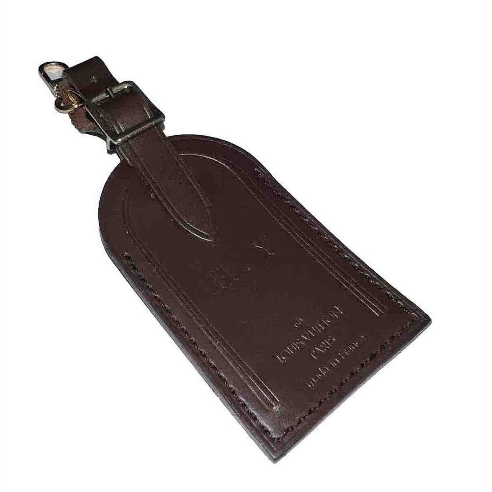 Louis Vuitton Bag Tag w/ HY Initials Damier Ebene Goldtone Dark Brown