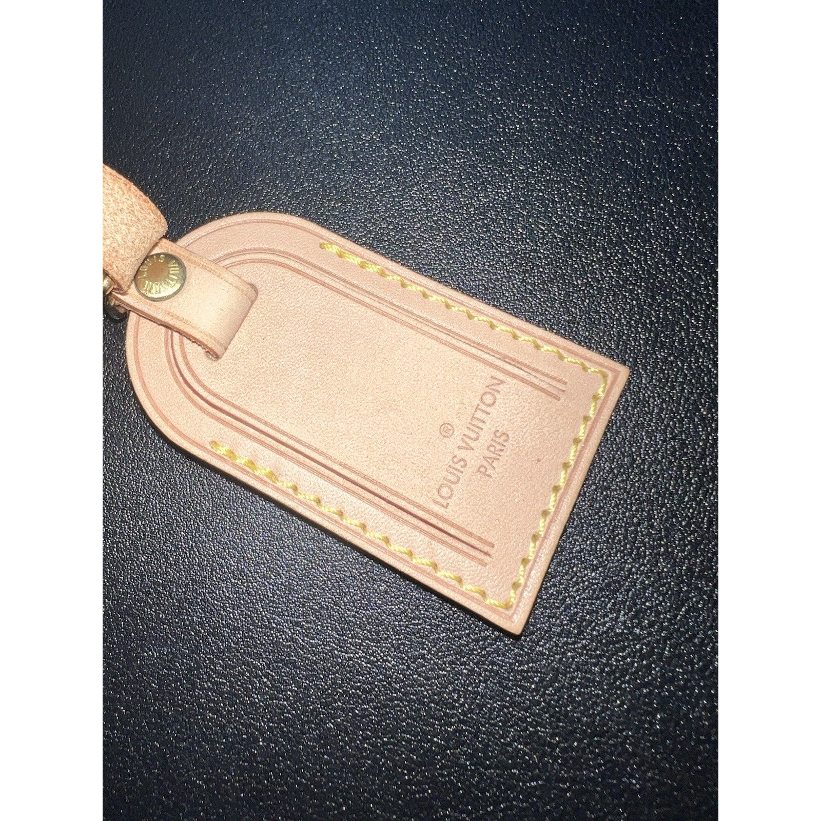Louis Vuitton Paris Name Tag w/ SO Embossed Light Vachetta Beige Natural Small
