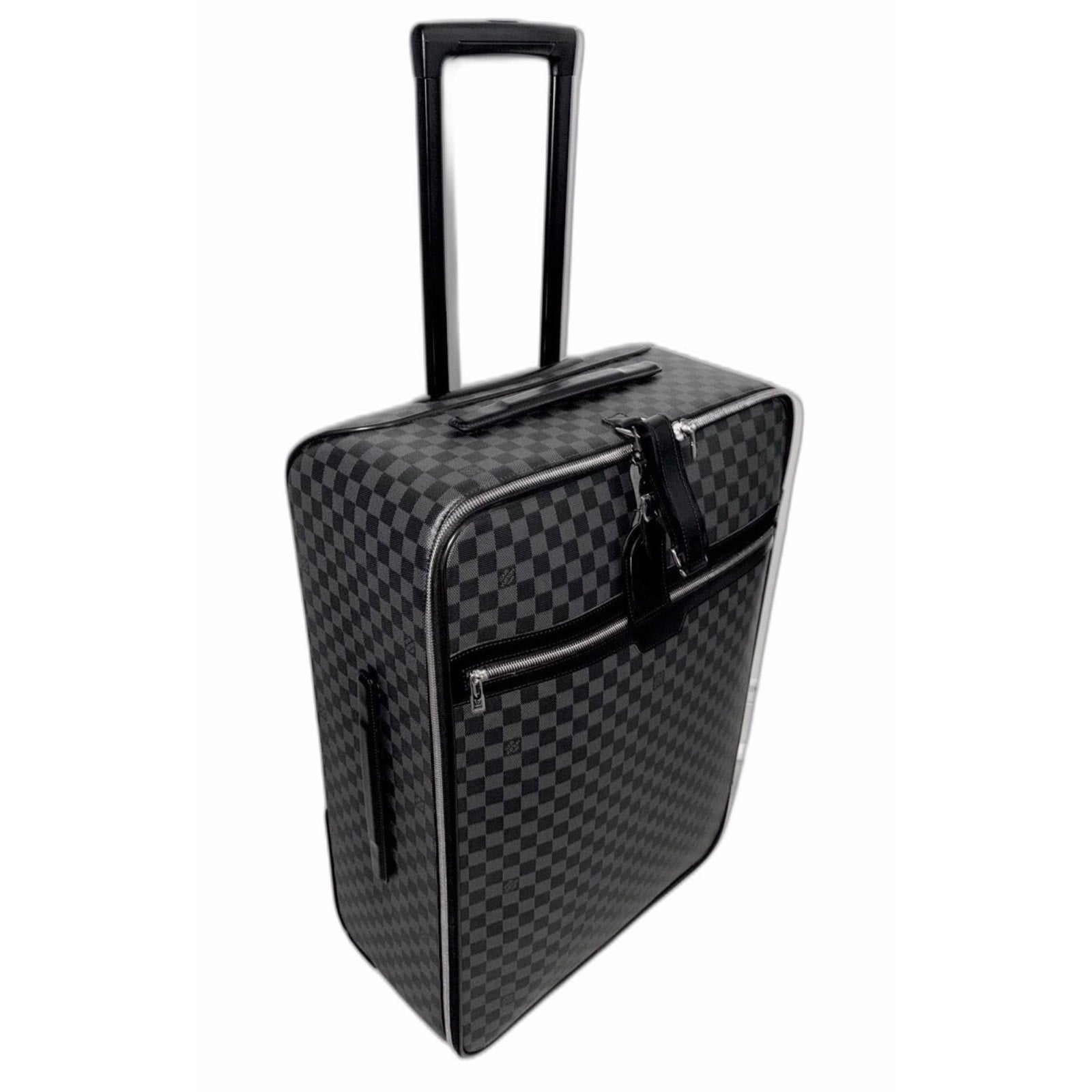 Louis Vuitton Pegase 65 Graphite Suitcase Luggage Bag Silver Tone w/ Pro Cover