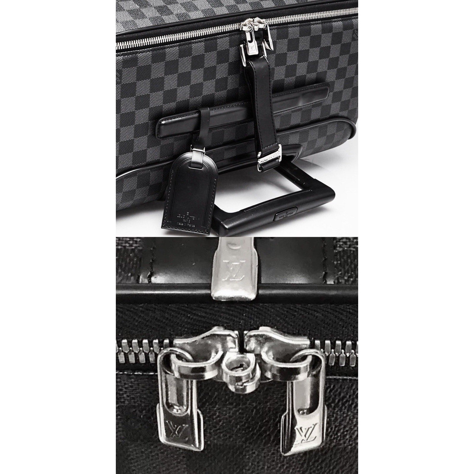 Louis Vuitton Pegase 65 Graphite Suitcase Bag Silver zip w/ Coa Pro Cover