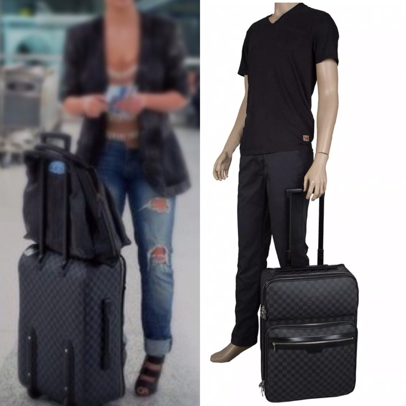 Louis Vuitton Business Pegase 21” Suitcase Bag Silvertone w/ Garment Bag