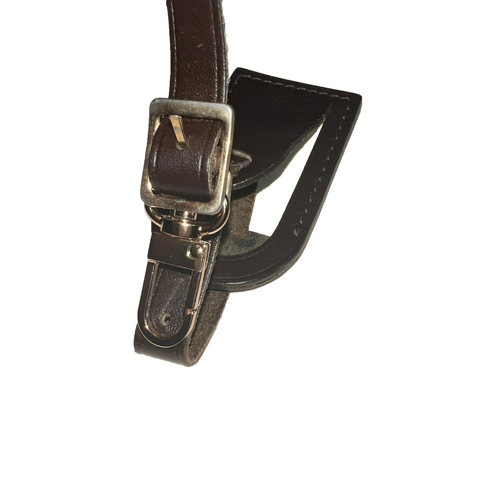 Louis Vuitton Dark Brown ID Name Tag Soft Leather Small Goldtone 1 Piece