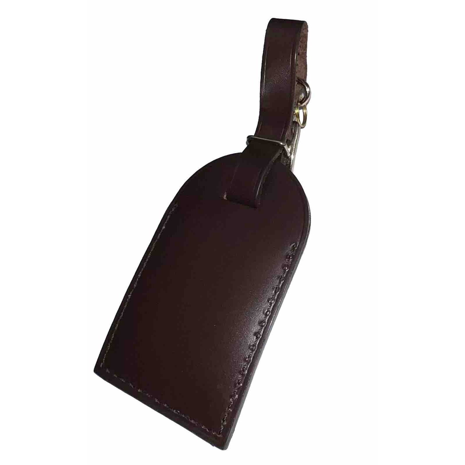 Louis Vuitton Bag Tag w/ HY Initials Damier Ebene Goldtone Dark Brown