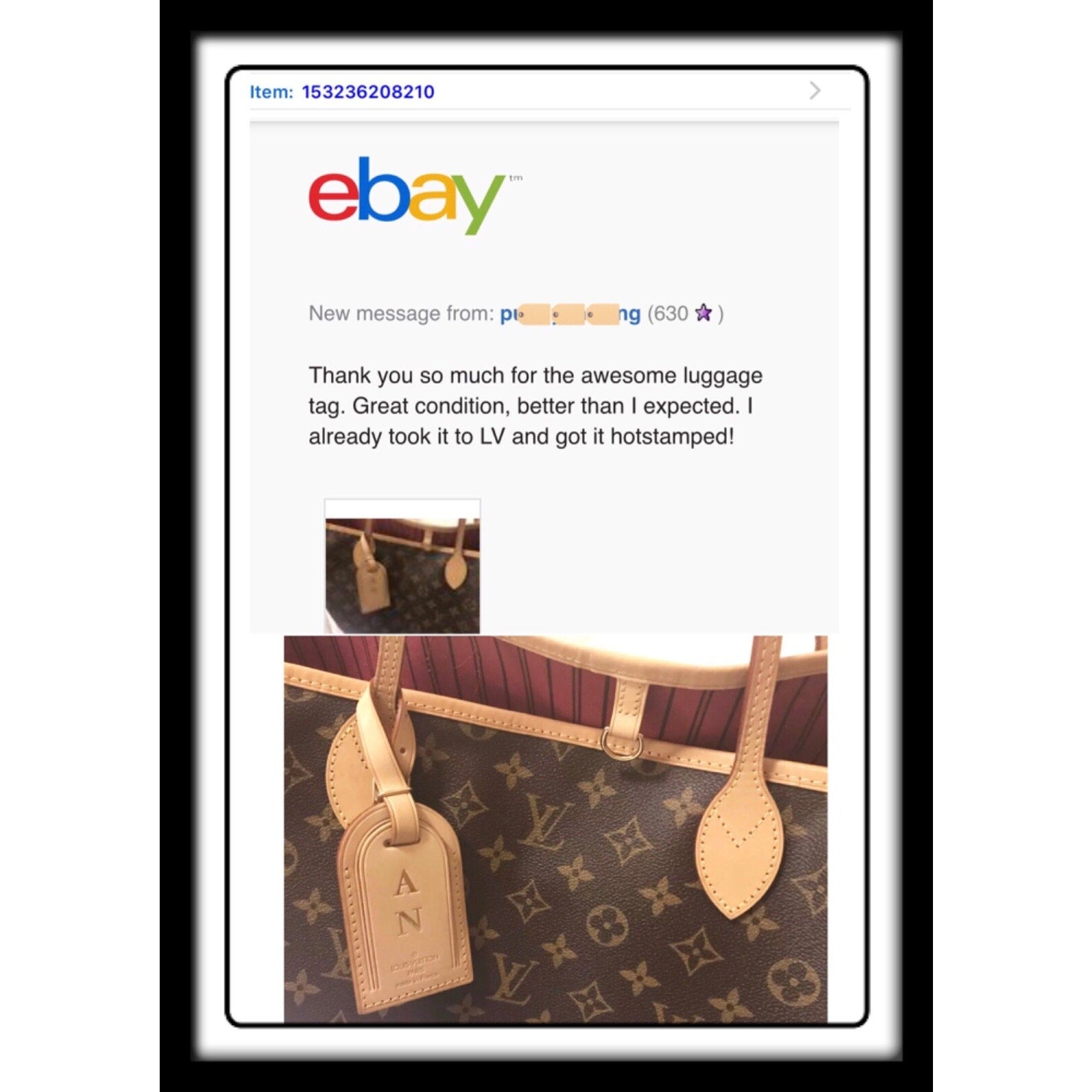 Louis Vuitton ID Name Tag Large Gold-tone AUTHENTIC!