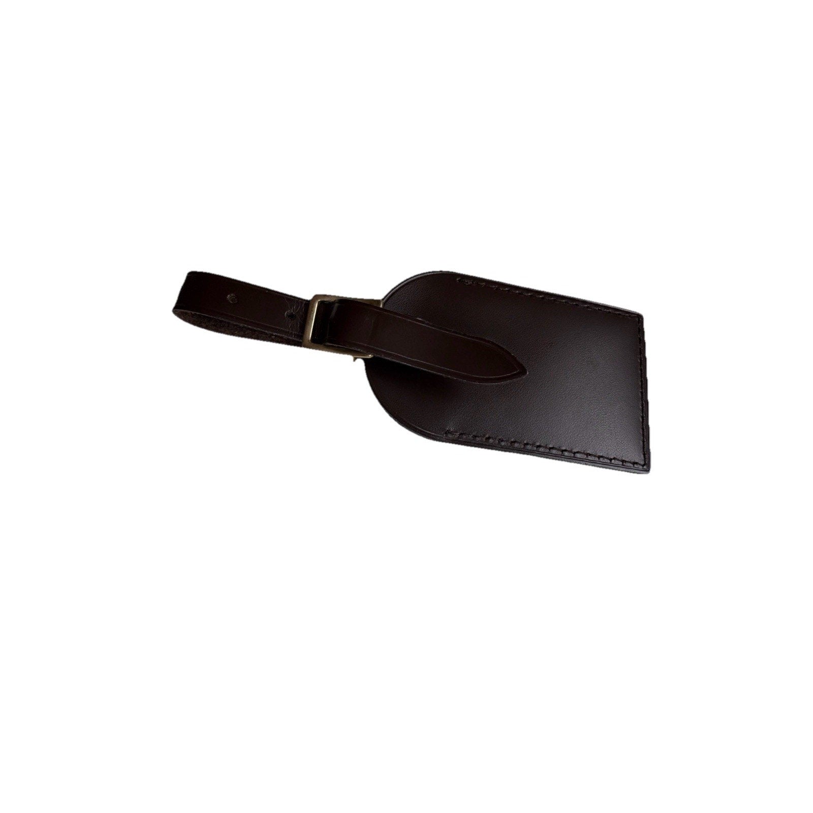 Louis Vuitton Luggage Tag w/ IT Initials Gold-tone Leather Damier Ebene Brown