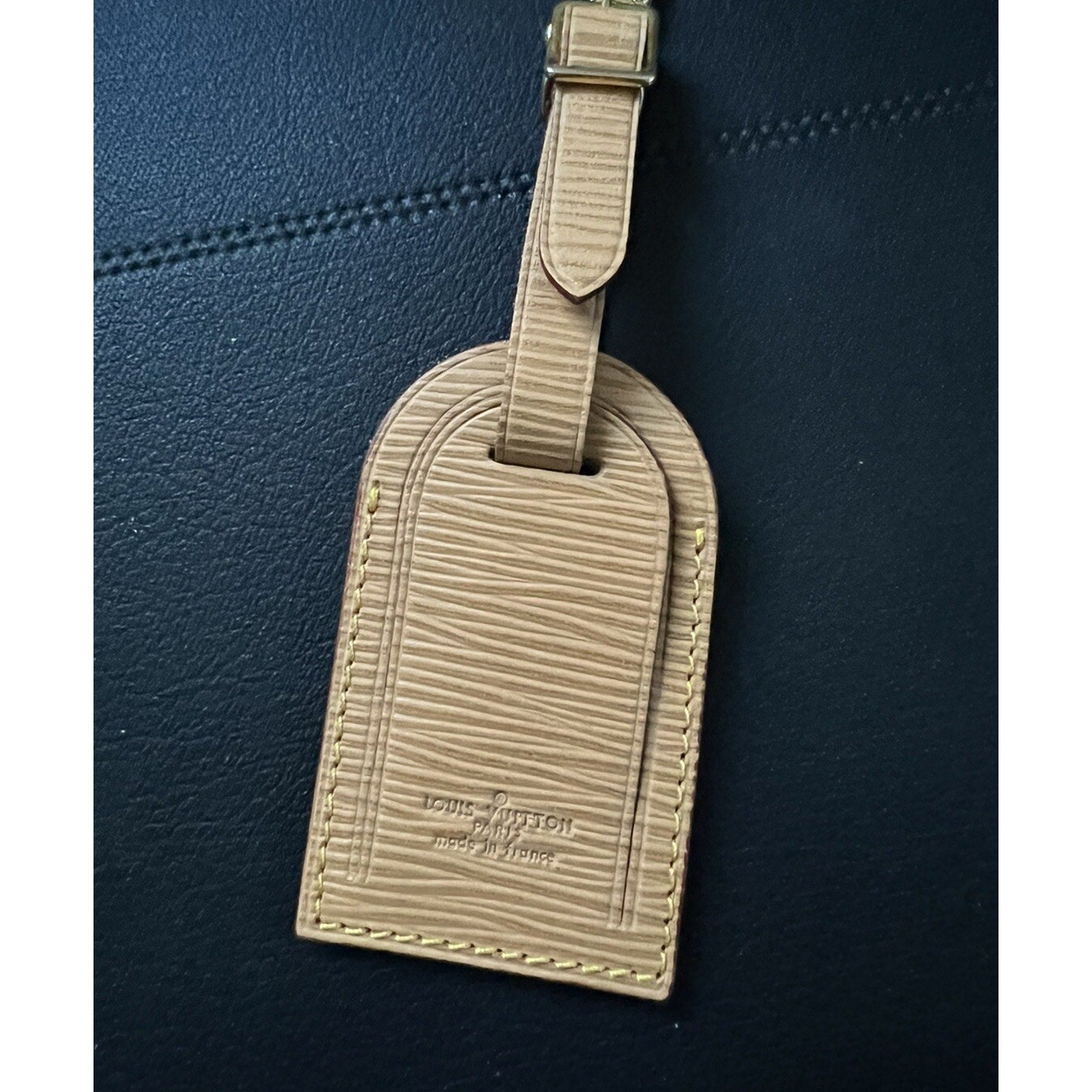 Louis Vuitton Epi Beige Tan Name Tag w/ Poignet Strap 1 Set