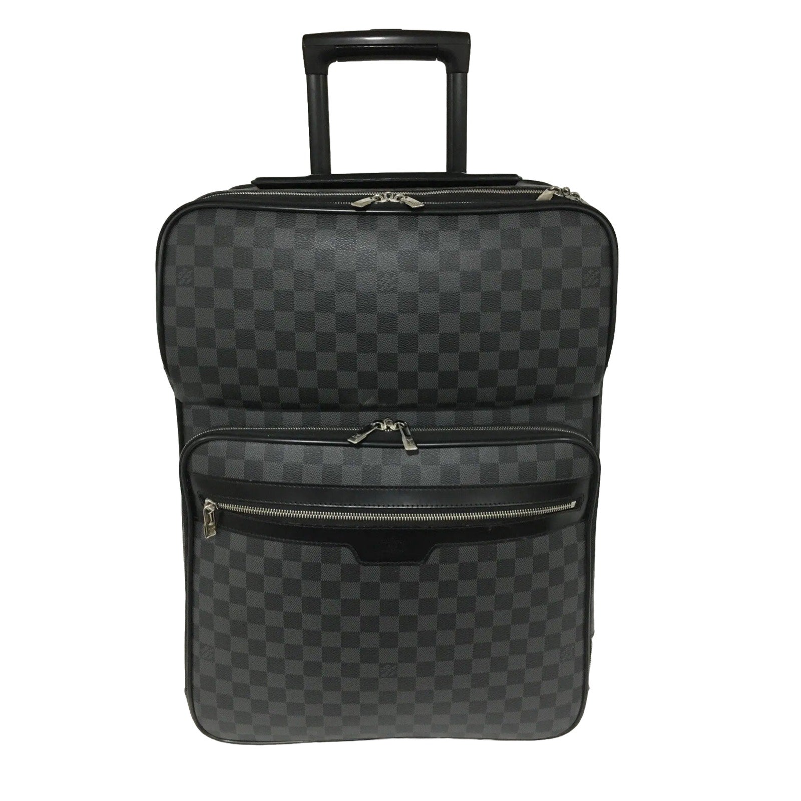 Louis Vuitton Pegase 55 Suitcase Graphite Bag Silver tone w/ Garment Bag