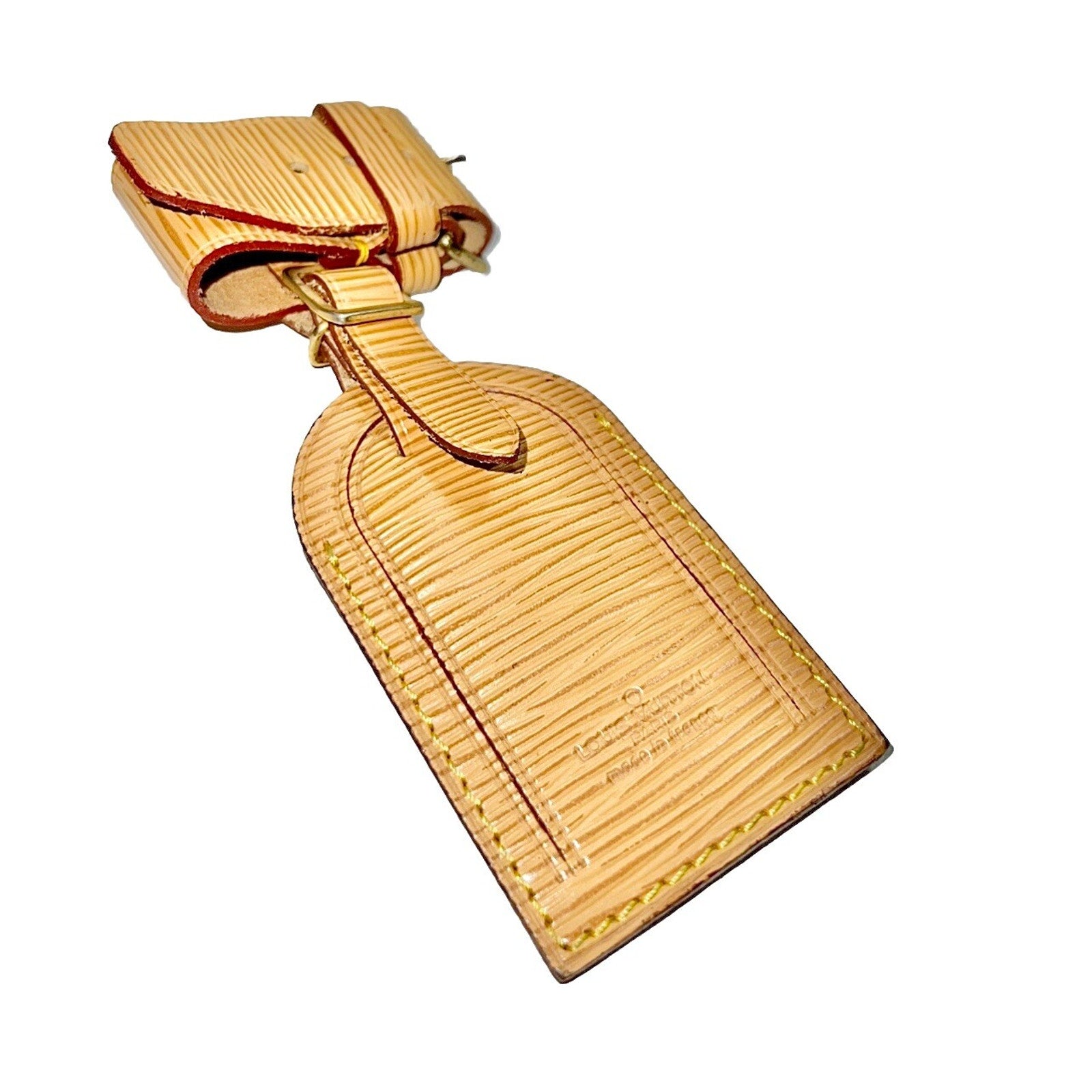 Louis Vuitton Epi Beige Tan Name Tag w/ Poignet Strap 1 Set
