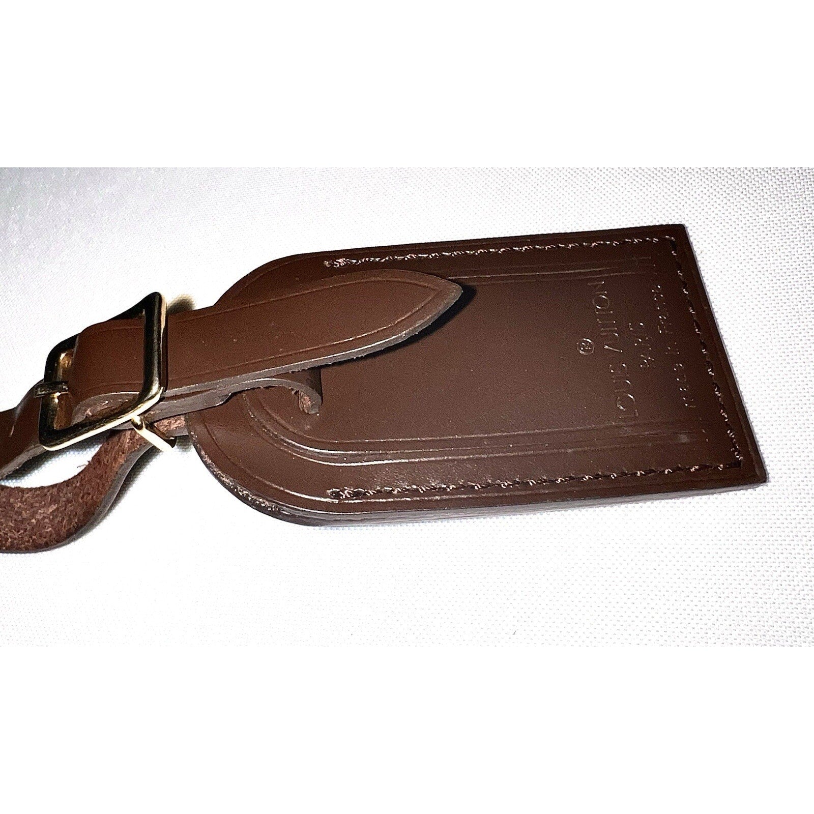 Louis Vuitton Damier Ebene Leather Tag Small Brown Bag Charm Name Tag France