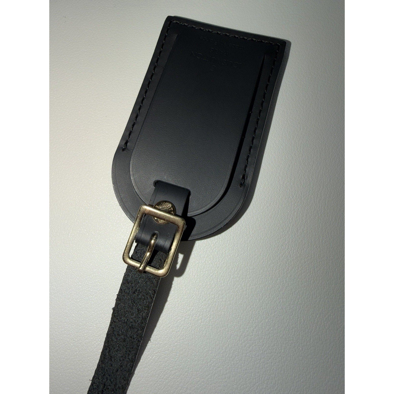 Louis Vuitton Leather Name Tag w/ C Y Initials Goldtone Black Large