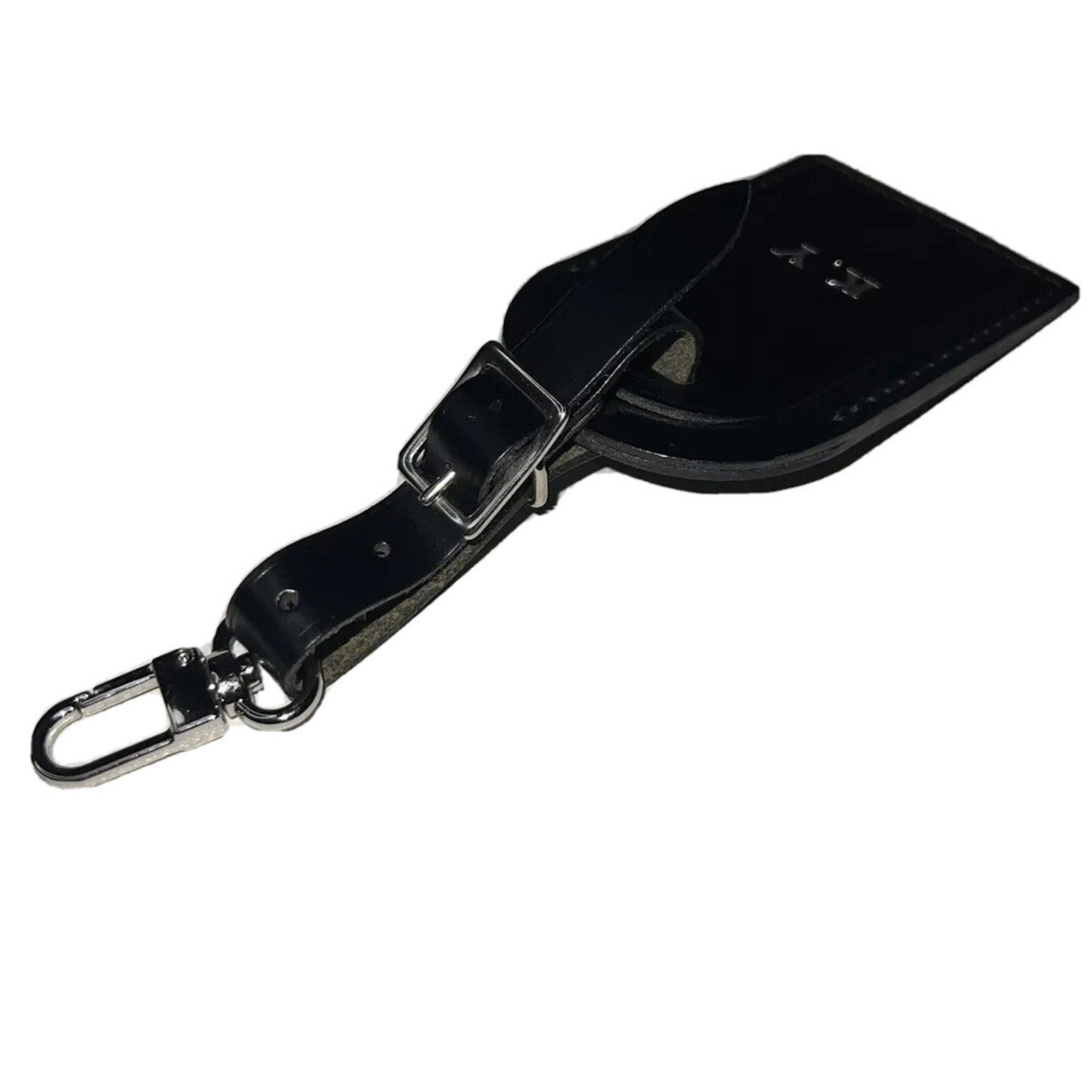 Louis Vuitton Paris Black Name Tag w/ KY Initials Silver- tone Metal UEC