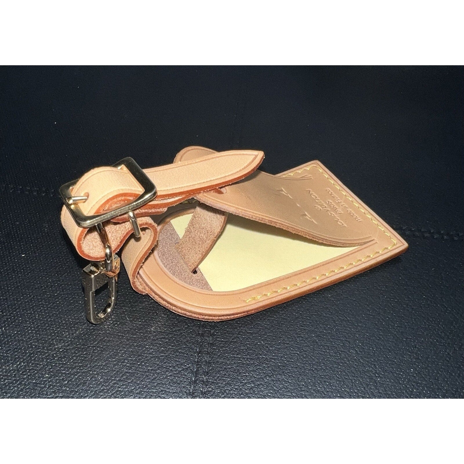 Louis Vuitton Name Tag AA Stamped Initials Goldtone - Natural Vachetta