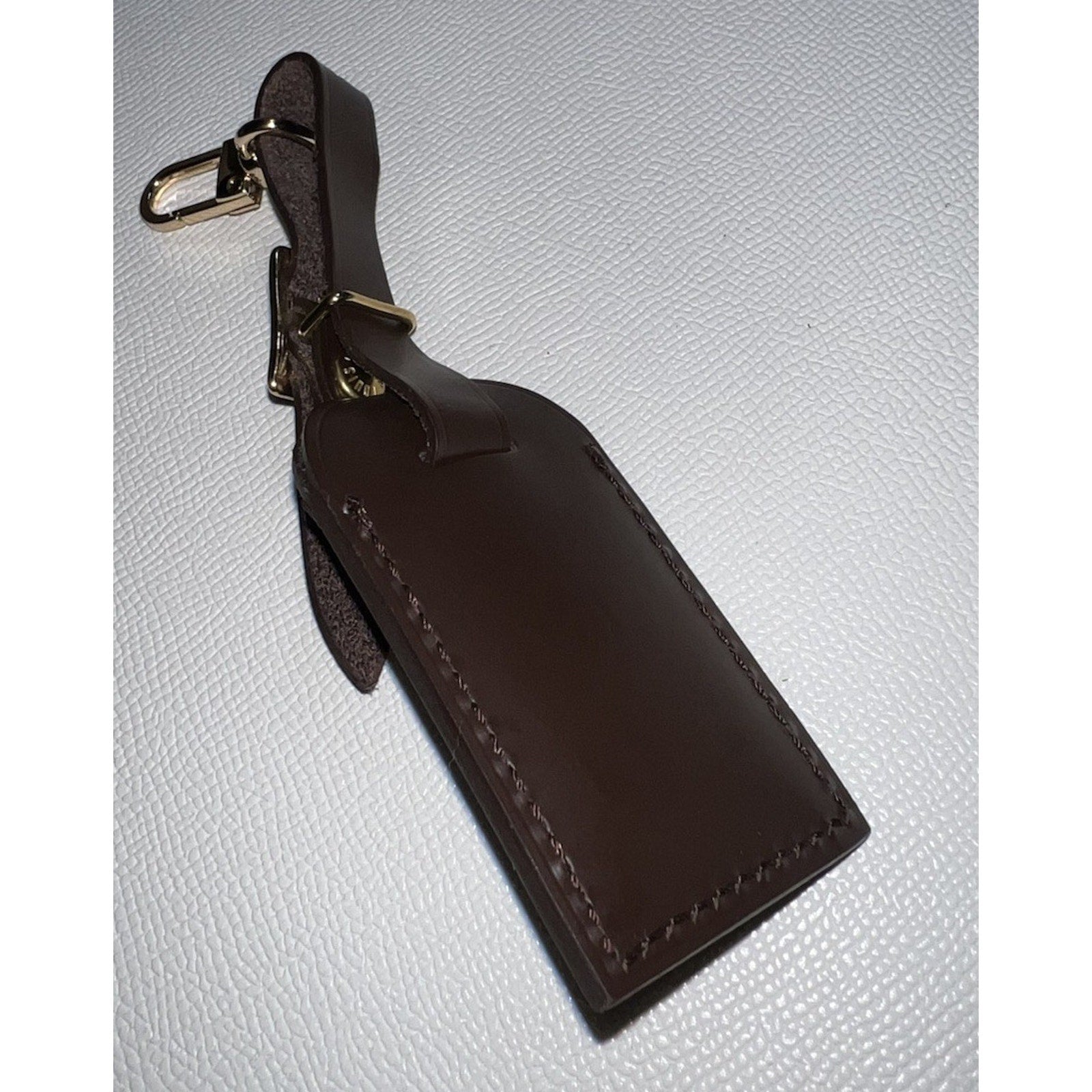 Louis Vuitton Leather Name Tag w/ N Initial Leather Damier Ebene Gold-tone Small