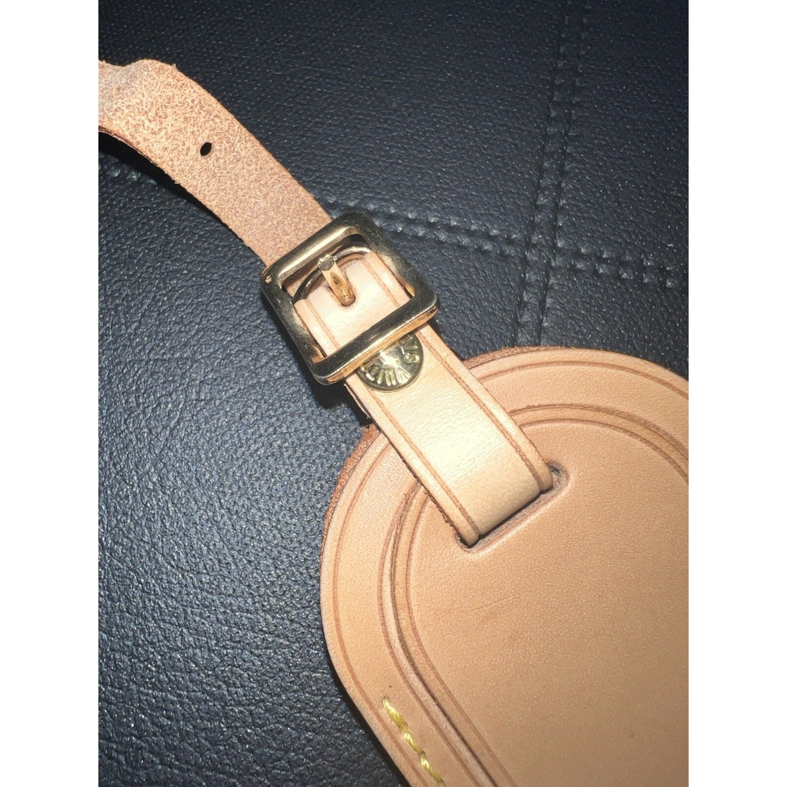 Louis Vuitton Name Tag AA Stamped Initials Goldtone - Natural Vachetta