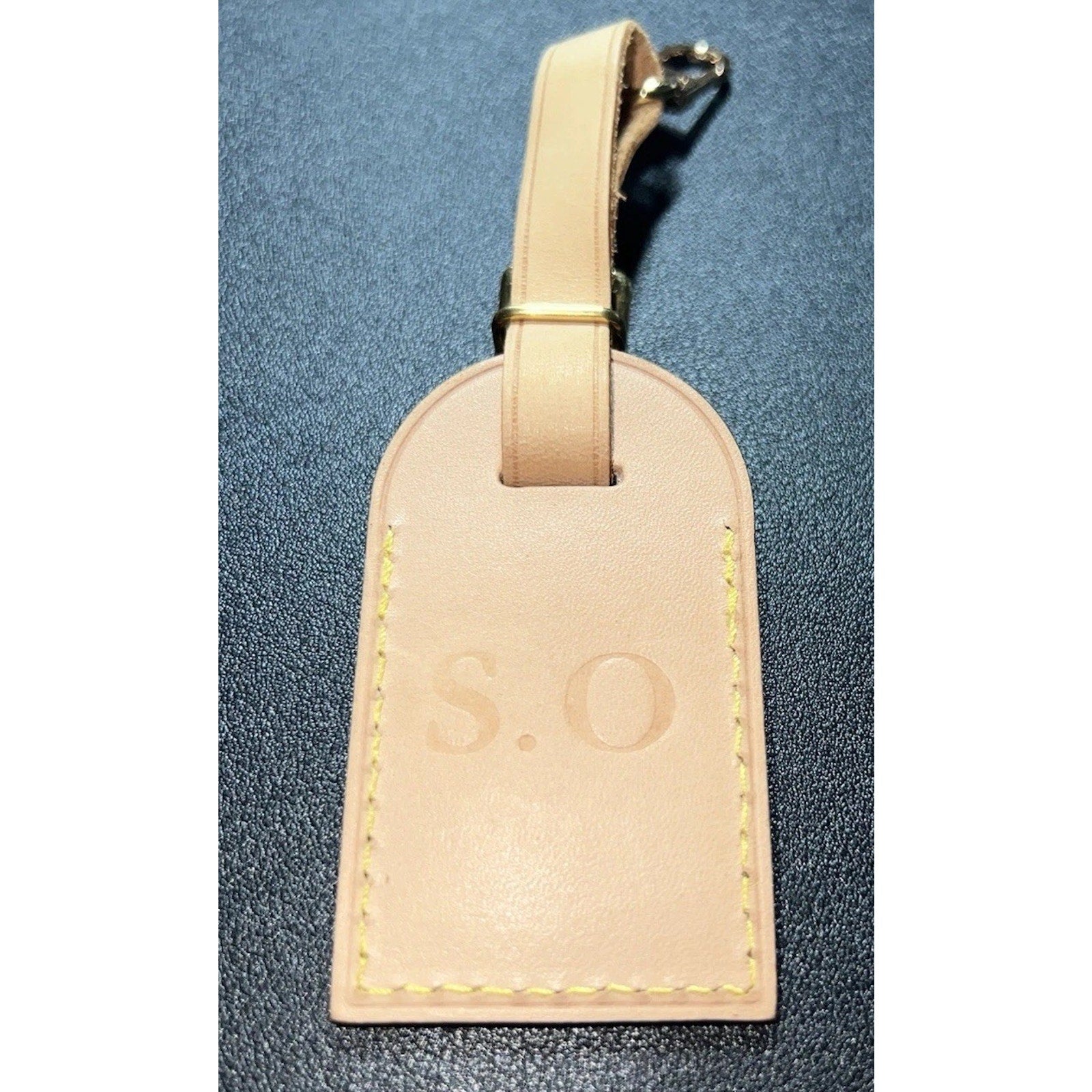 Louis Vuitton Paris Name Tag w/ SO Embossed Light Vachetta Beige Natural Small