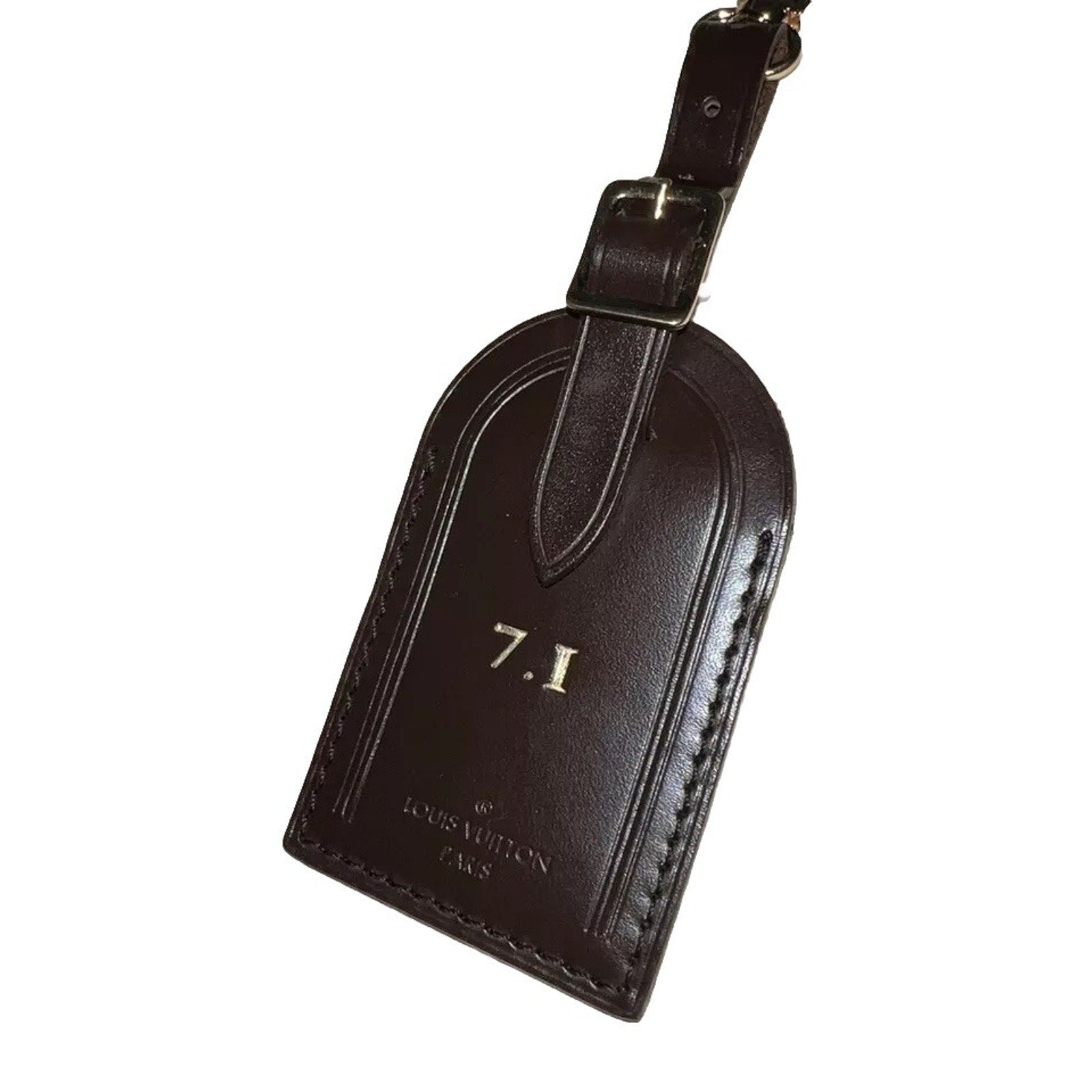 RARE Louis Vuitton 71 ID Name Tag Damier Ebene Goldtone July 1 UEC