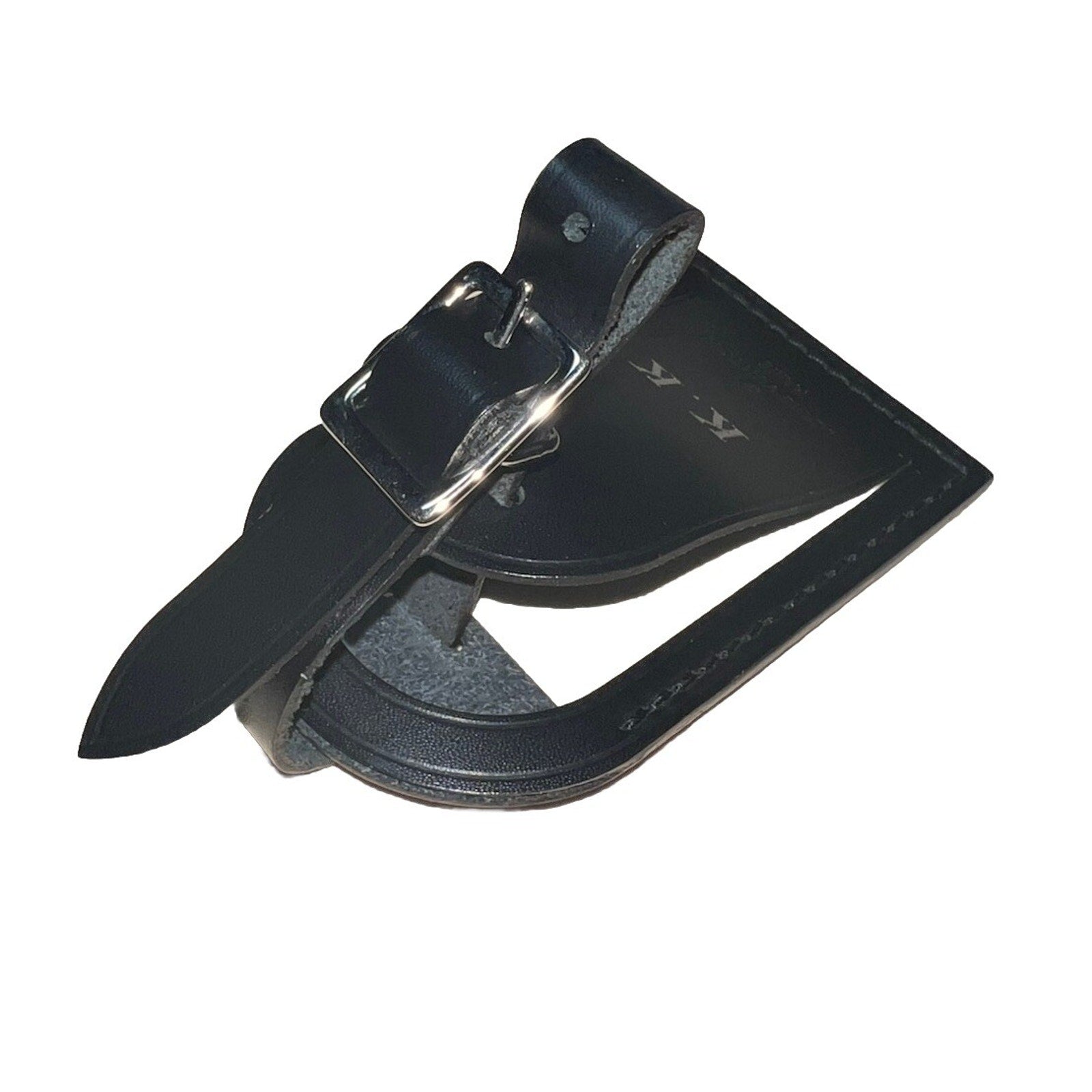 Louis Vuitton Paris KK Silver ID Name Tag Black Leather Silver Tone Large 🍂