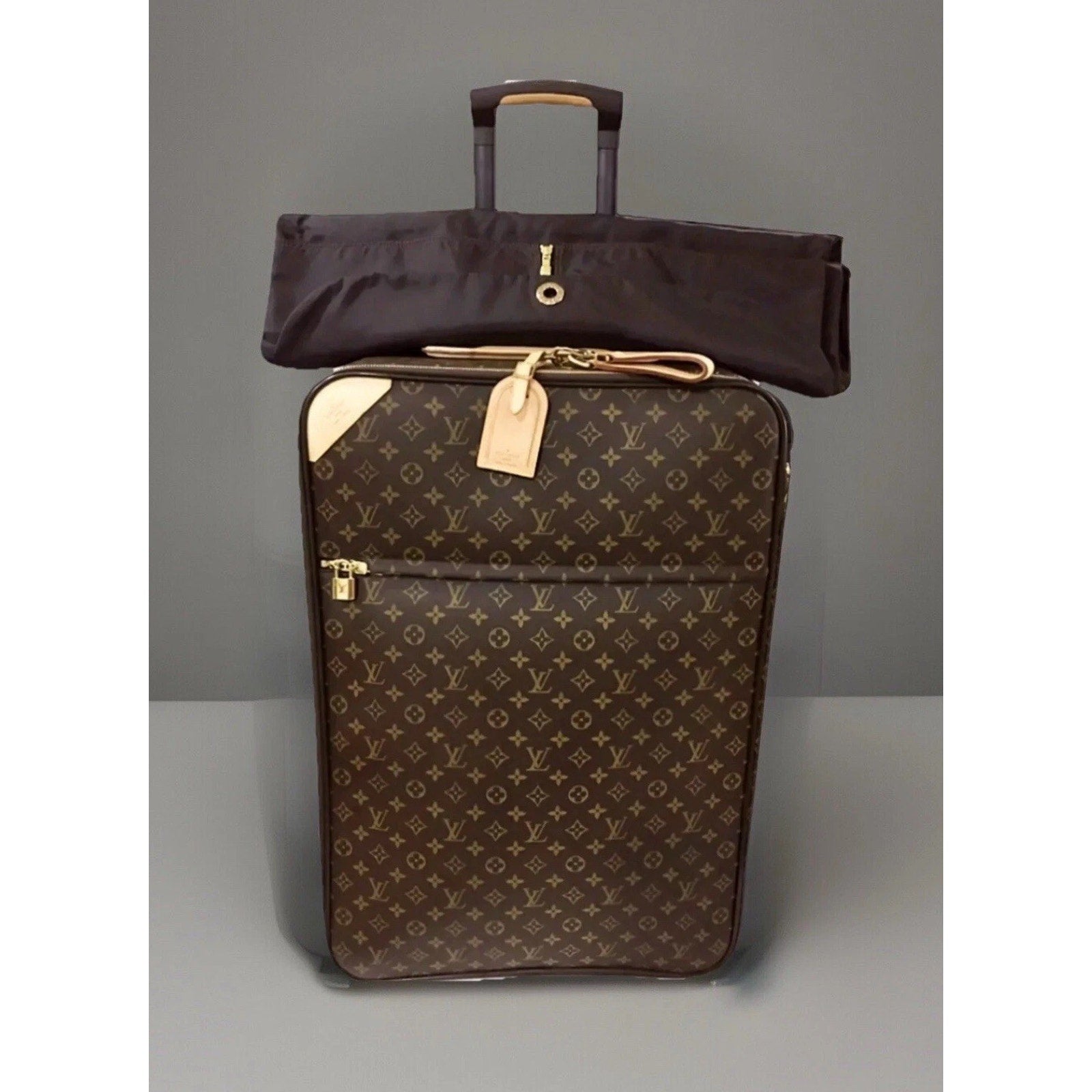 Louis Vuitton Pegase Monogram Suitcase Rolling Luggage Bag w/ Dust Cover