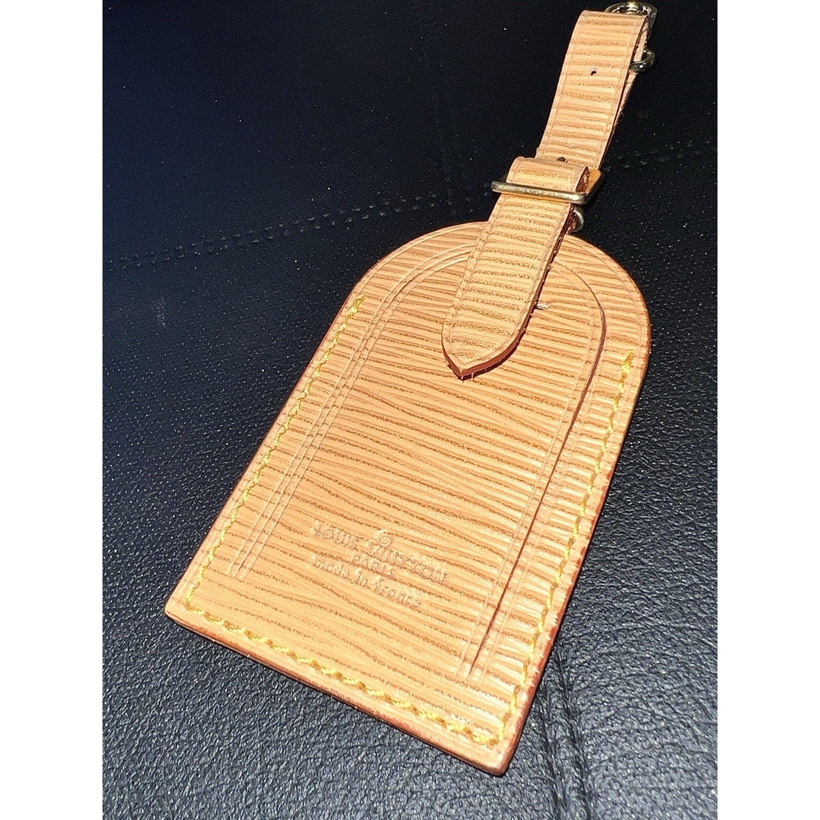 Louis Vuitton Epi Beige Tan Name Tag w/ Poignet Strap 1 Set