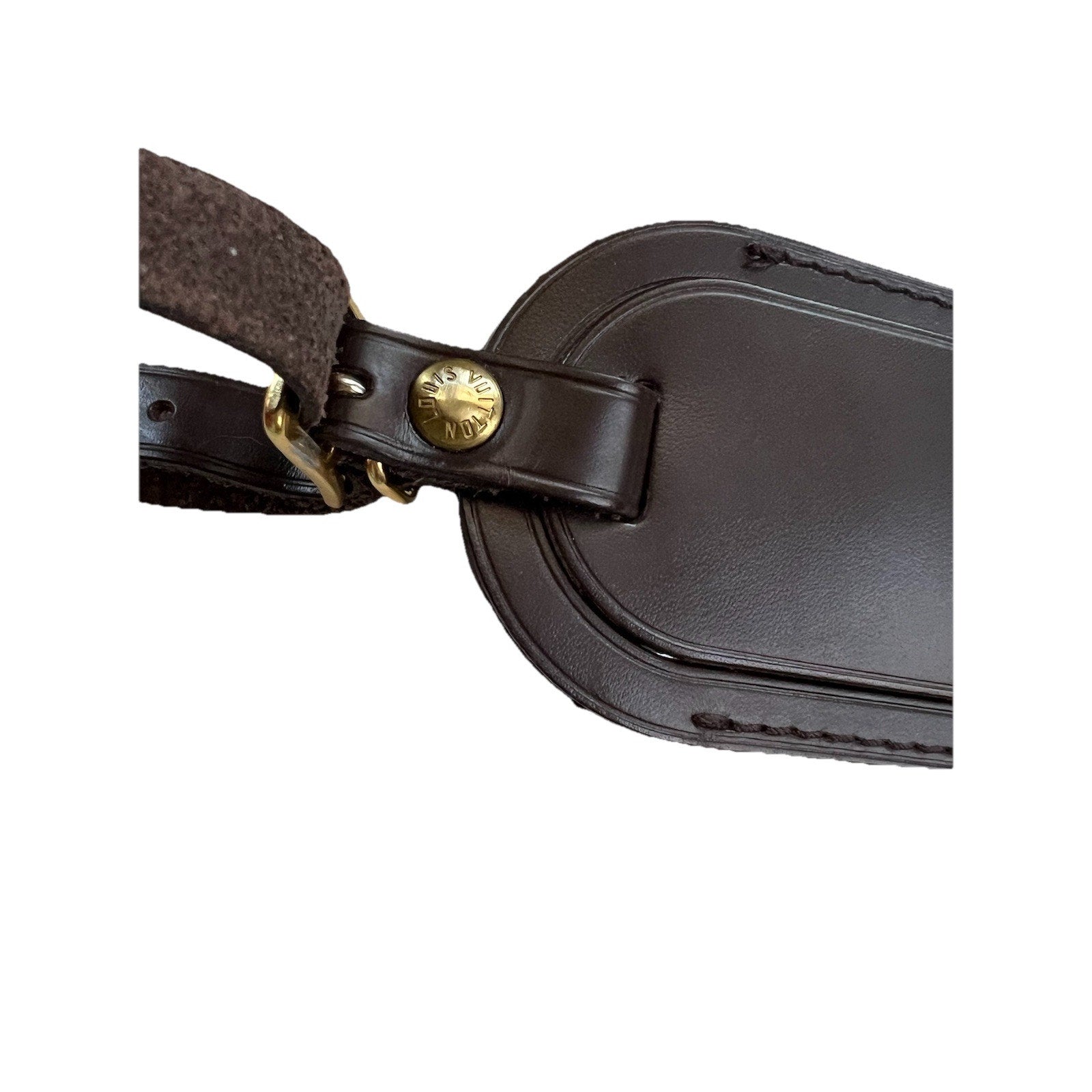 Louis Vuitton Paris Name Tag w/ MO Initials Damier Ebene Goldtone