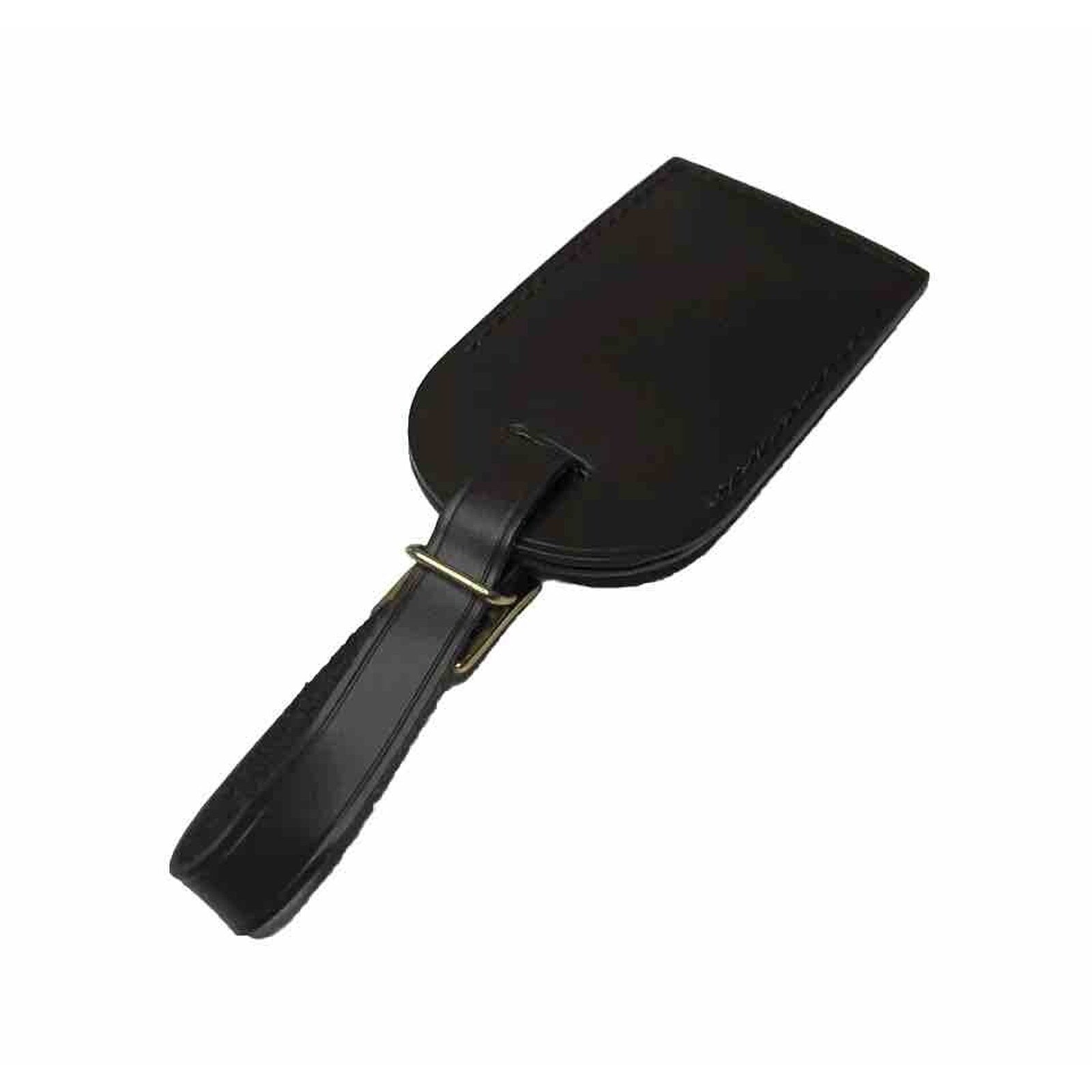 Louis Vuitton Name Tag w/ NM Stamped Dark Brown Leather Goldtone Large