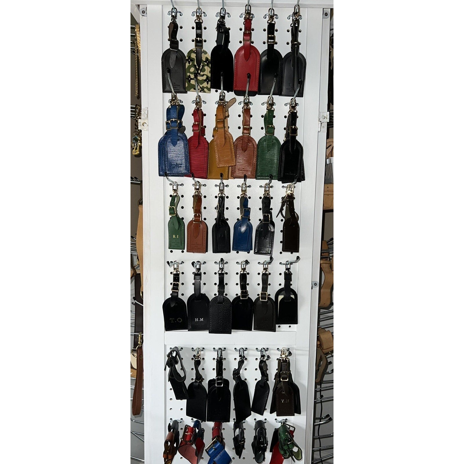 Louis Vuitton Name Tag w/ JUN ID Initials Damier Ebene Leather Goldtone