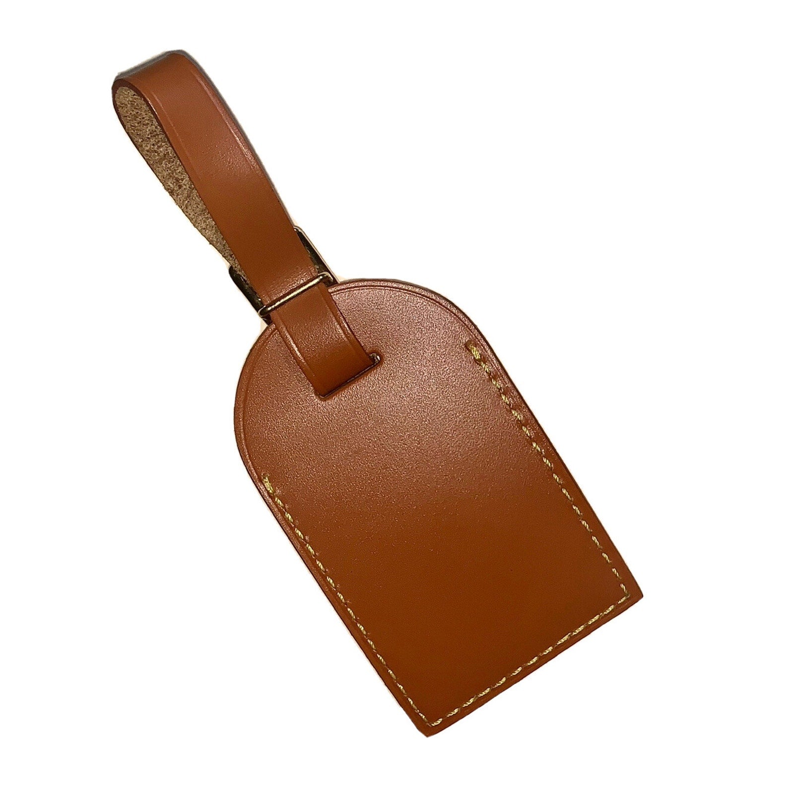 Louis Vuitton Luggage Name Tag Cognac Leather Mandarin Large UEC Goldtone Buckle